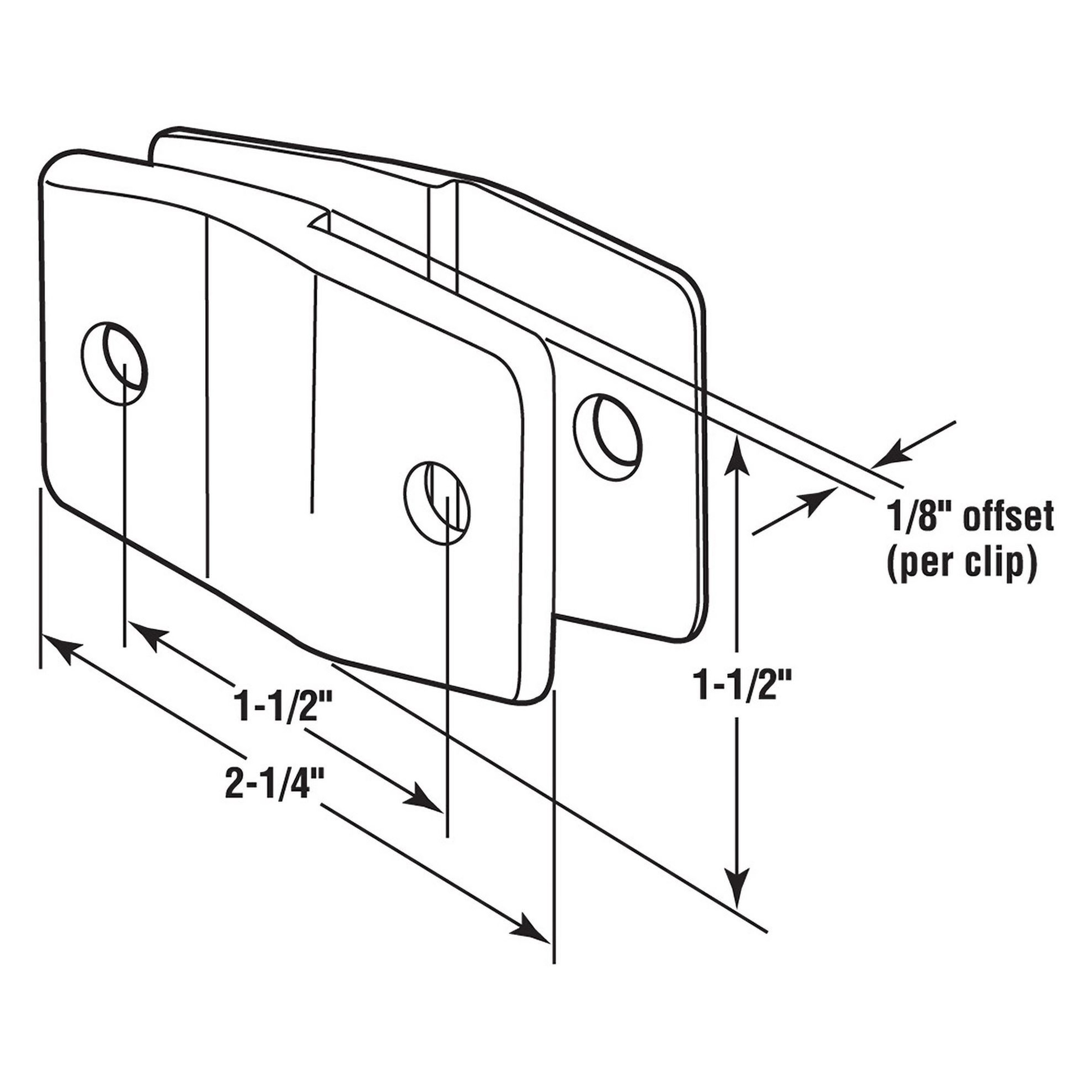 Alcove Clips with 1/8 in. off set, Chrome plated Zamak, (2 Pack)
