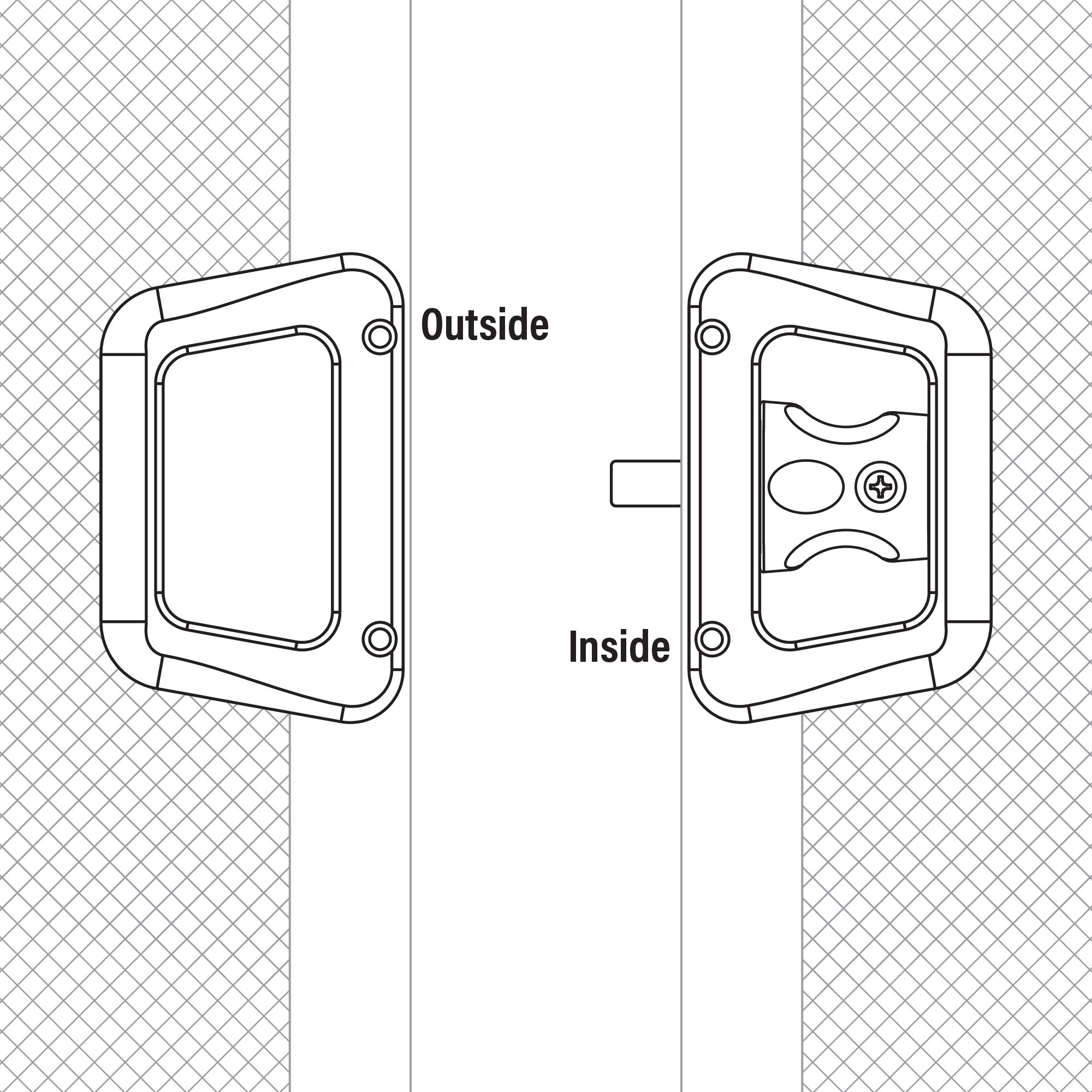 Black Plastic Sliding Screen Door Latch and Pull, for Alumilite