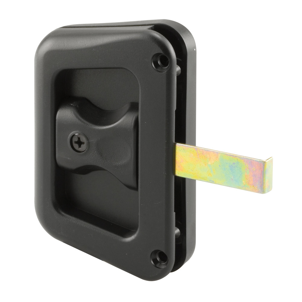 Black Plastic Hat Section Screen Door Handle and Latch (Single