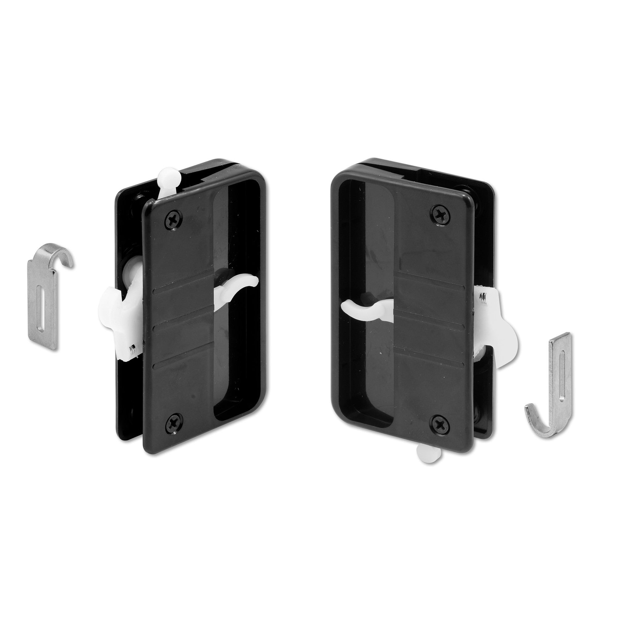 Black Plastic Screen Door Latch and Pull with Security Lock, for