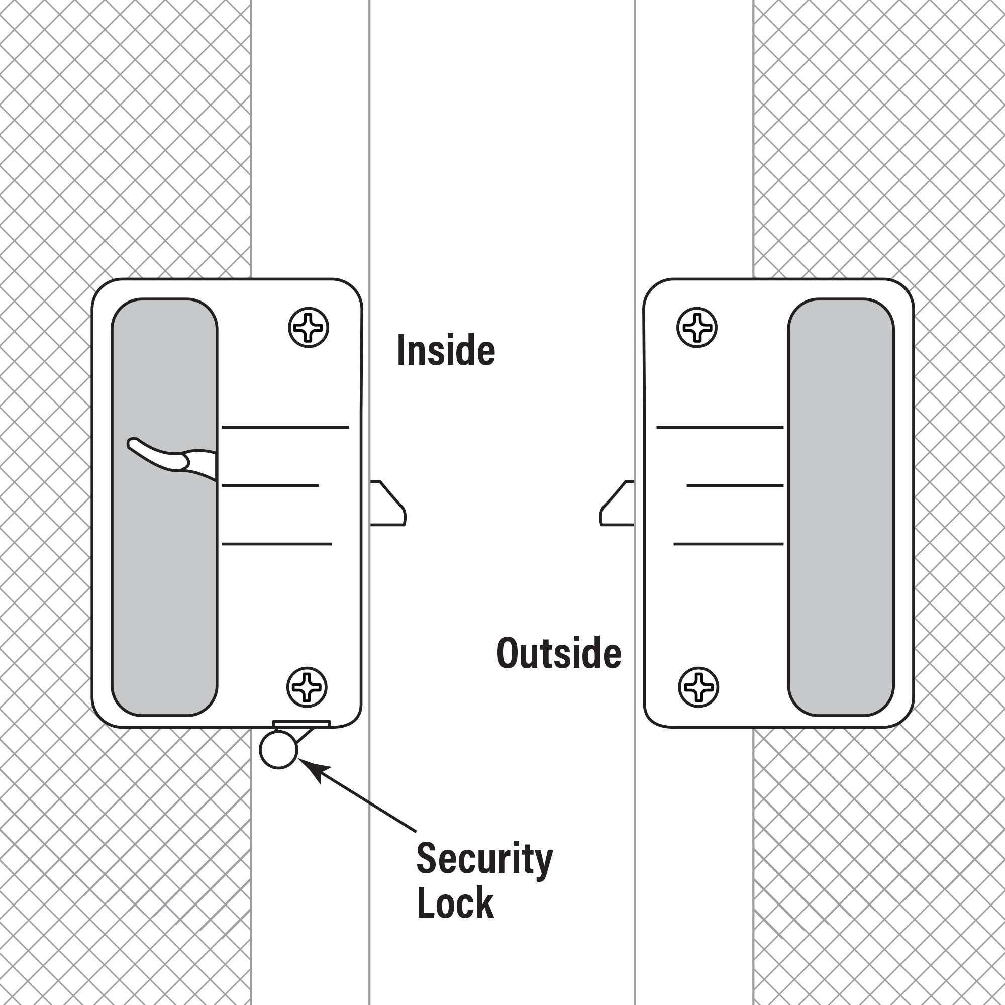 Black Plastic Screen Door Latch and Pull with Security Lock, for