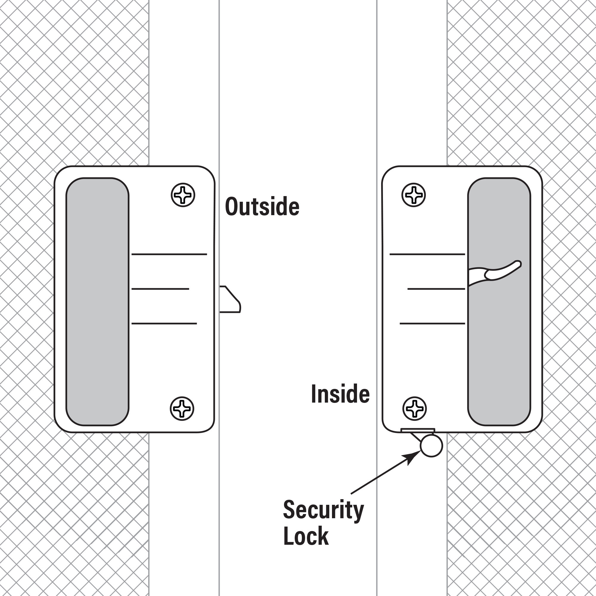 Black Plastic Screen Door Latch and Pull with Security Lock, for