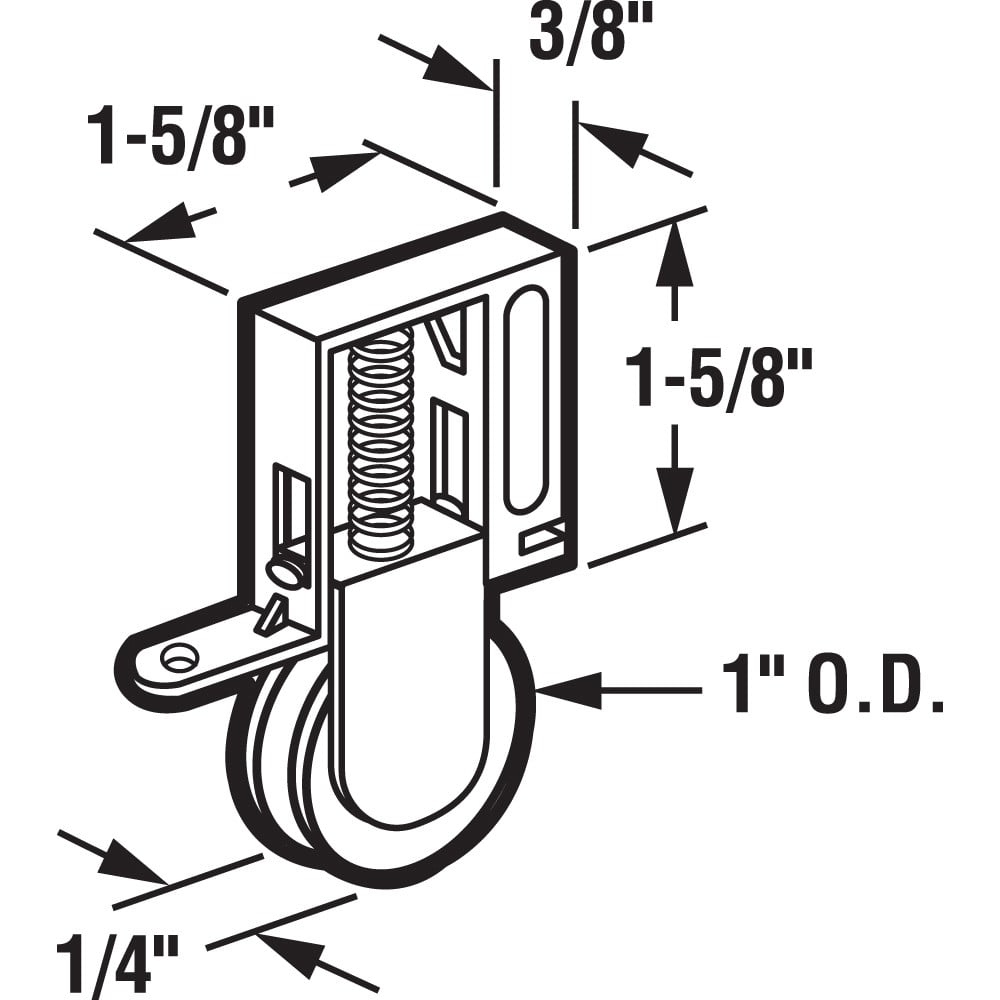 1 in. Nylon Roller, Screen Door Roller Assembly, for Academy and Uni-Fit (2 Pack)