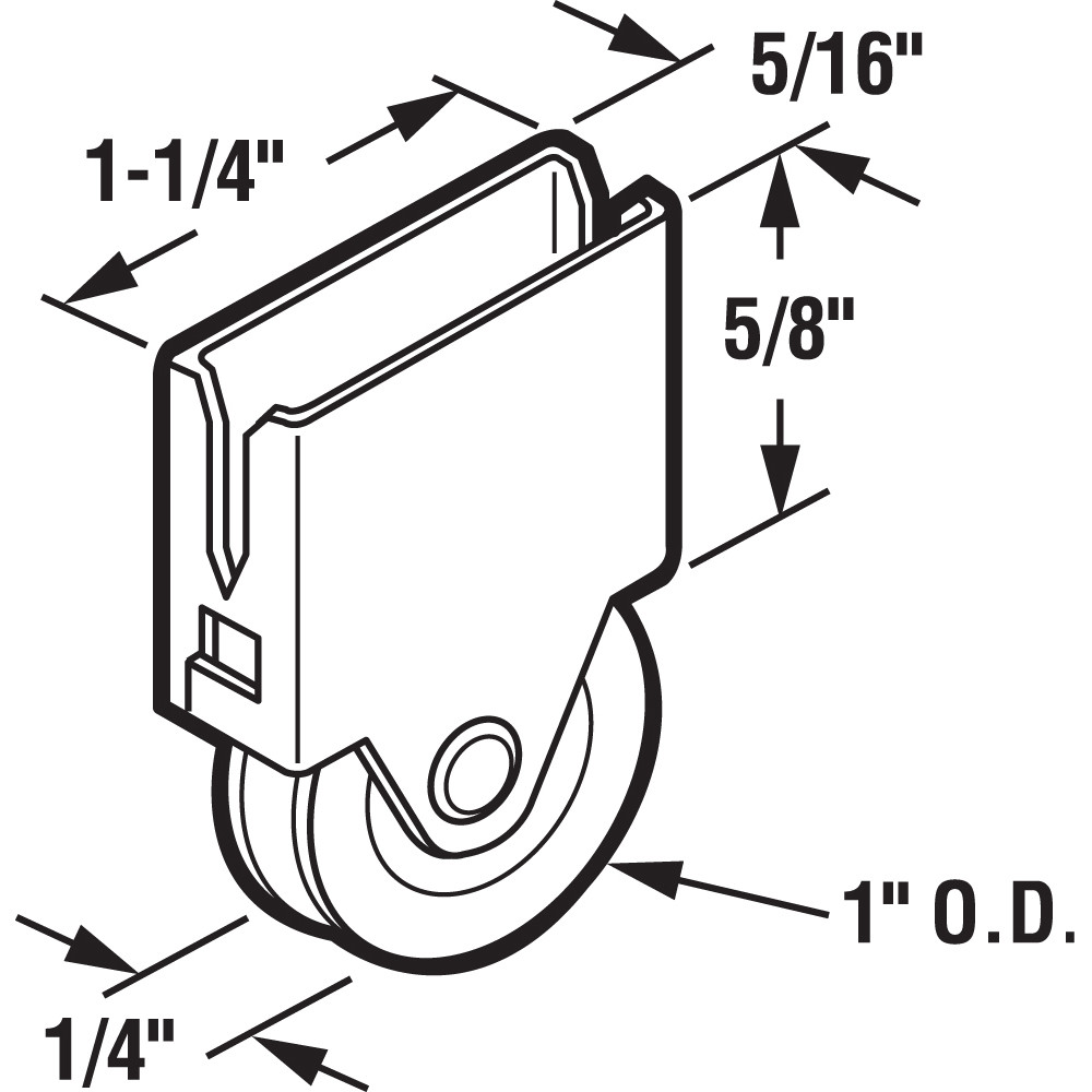 1 in. Nylon Wheel in Aluminum Housing Sliding Screen Door Roller (2 Pack)