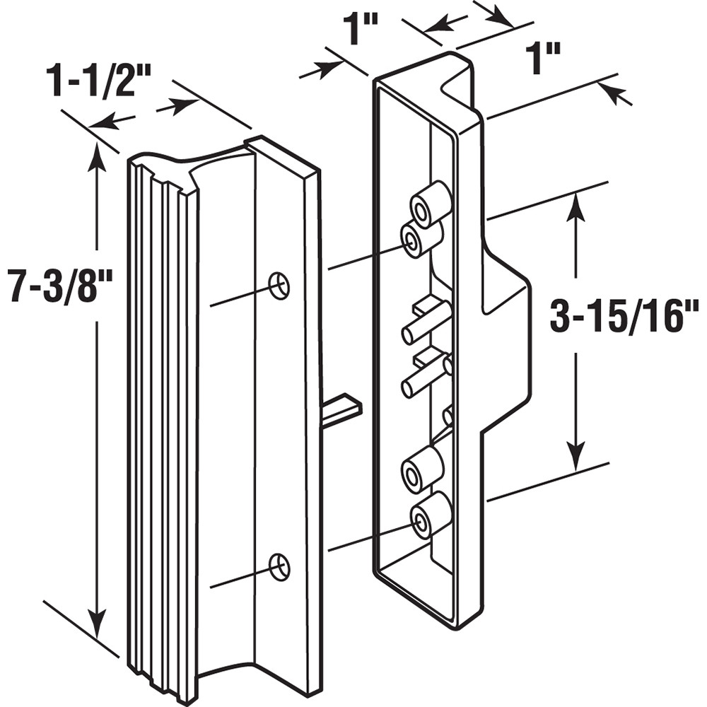 3-15/16 in., White Diecast, Mortise Style Sliding Patio Door Handle (Single Pack)