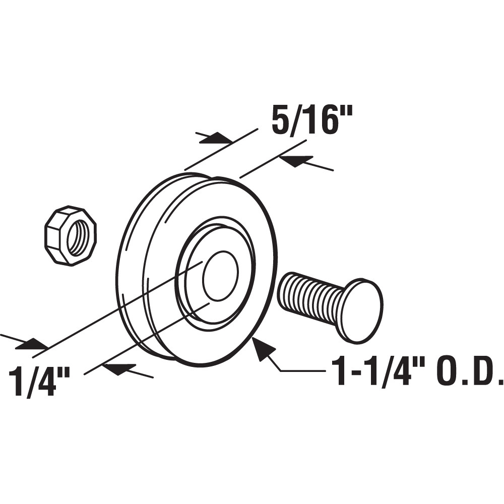 1/4 in. Inside Diameter x 1-1/4 in. Outside Diameter, Steel Unfinished Roller (2 Pack)