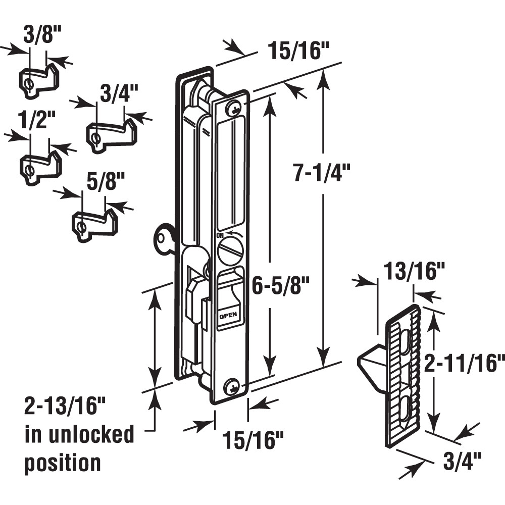 Black Diecast Sliding Door Handle with Mid-Body Hook (Single Pack)