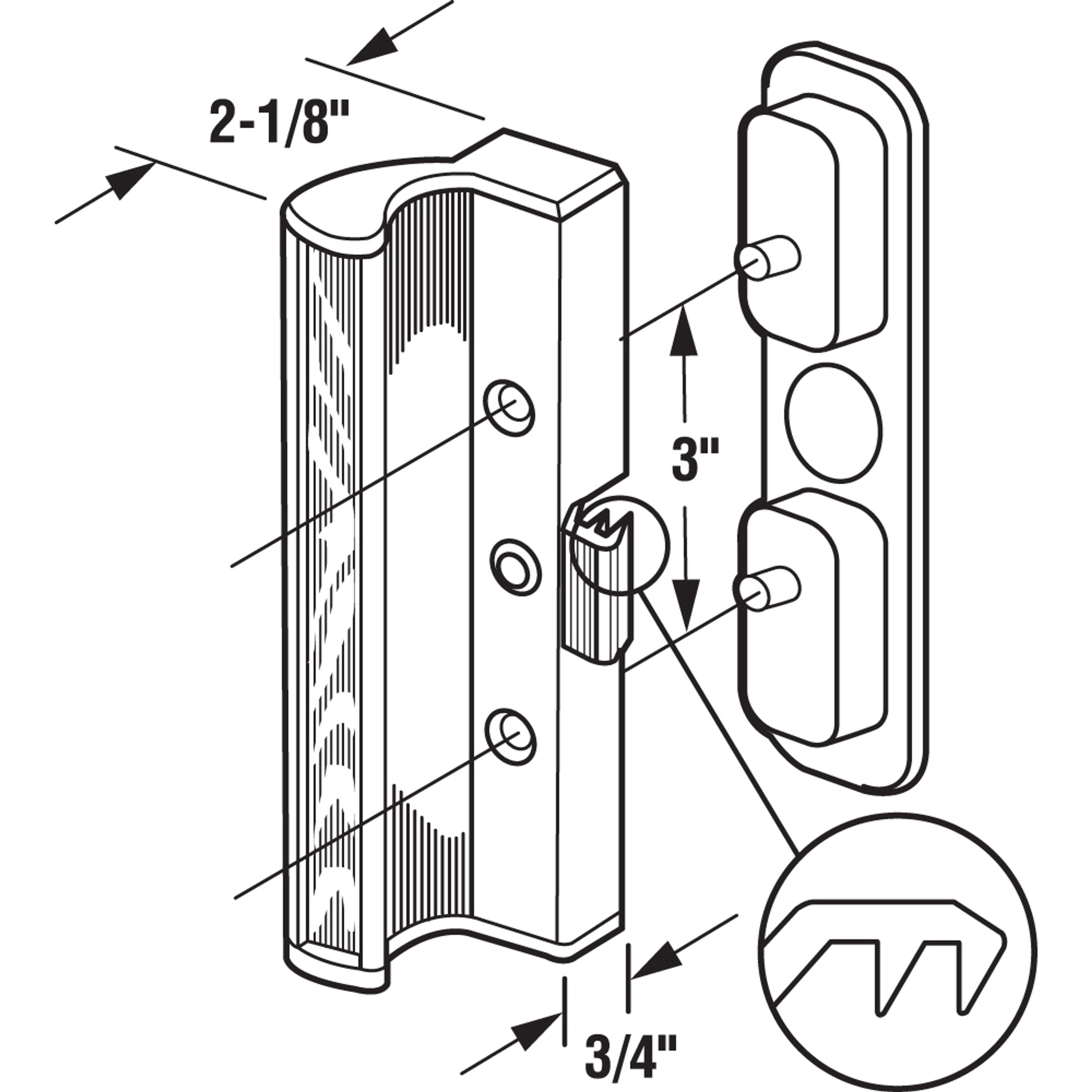 Aluminum and Diecast Clamp Style Sliding Door Handle, White (Single Pack)