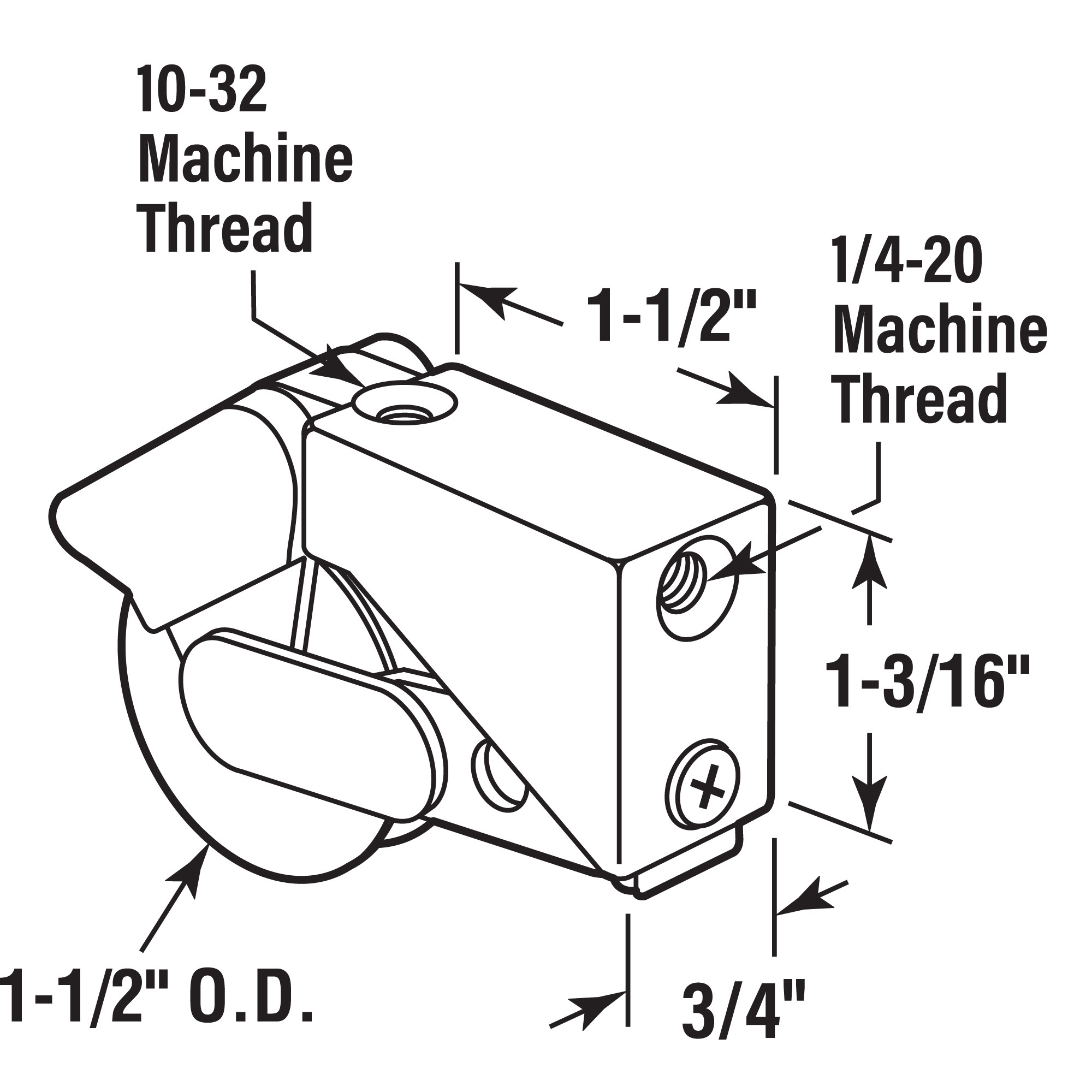 1-1/2 in. Steel, Sliding Door Roller Assembly with Nylon Ball Bearing (Single Pack)