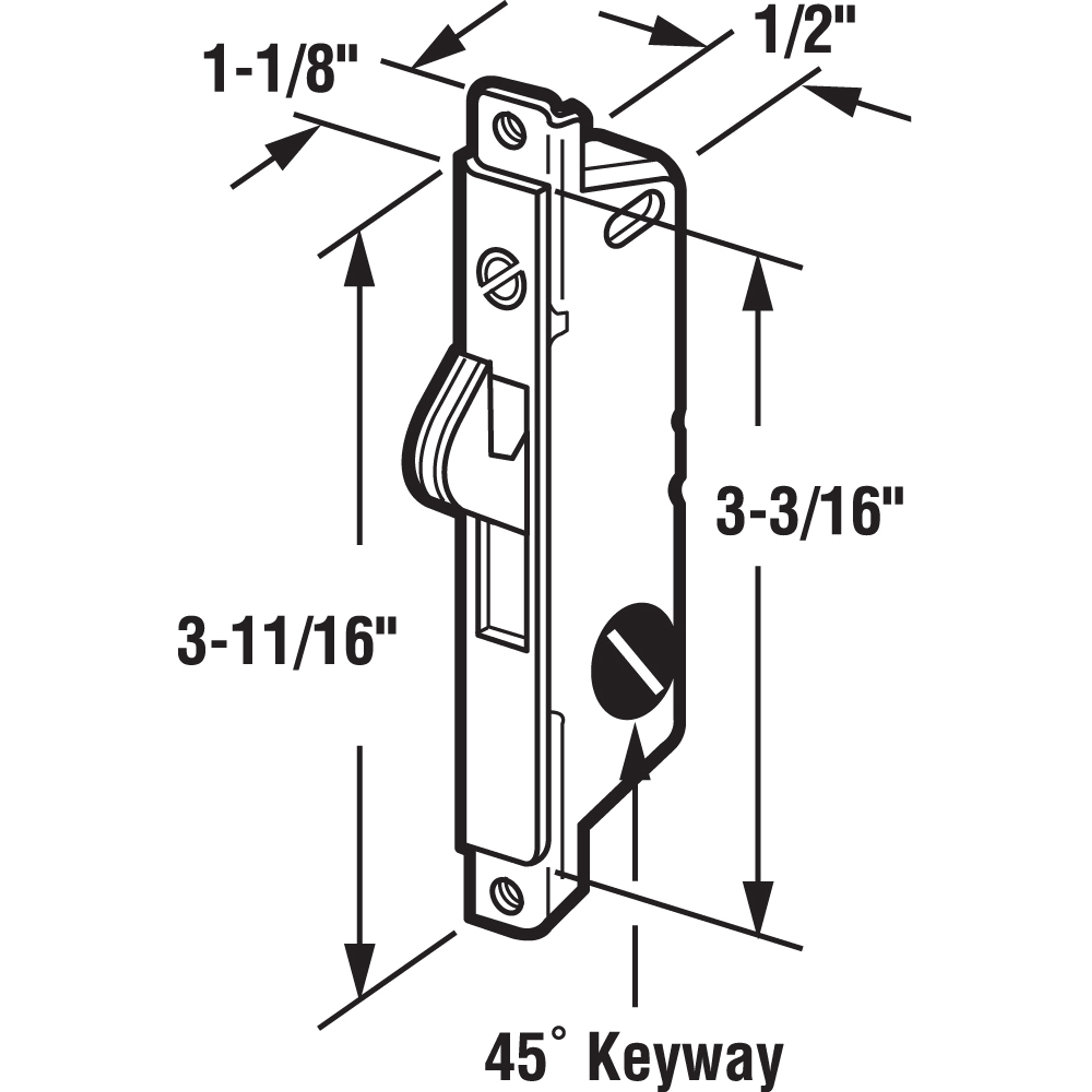 Adams Right, Stainless Steel, Squared Faceplate, Patio Door, Mortise Lock (Single Pack)