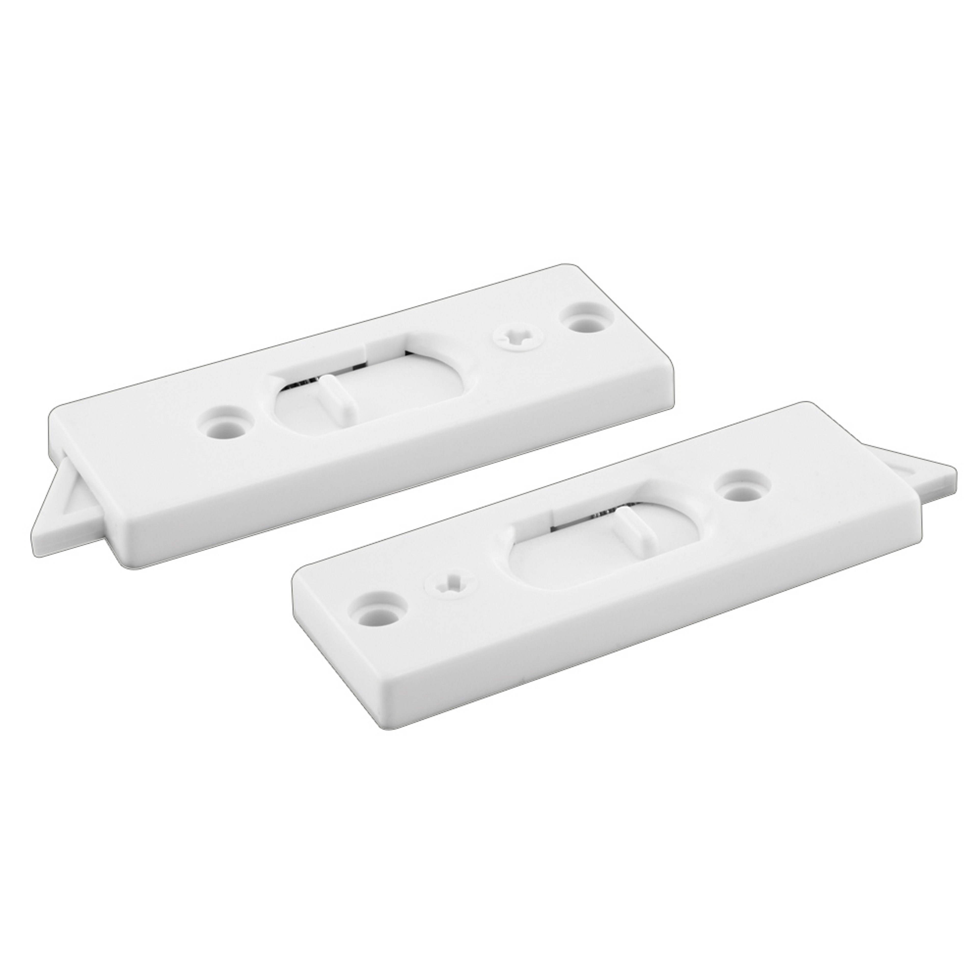 2-5/16 In., White Plastic, Spring-Loaded Tilt Latch (1 Pair)