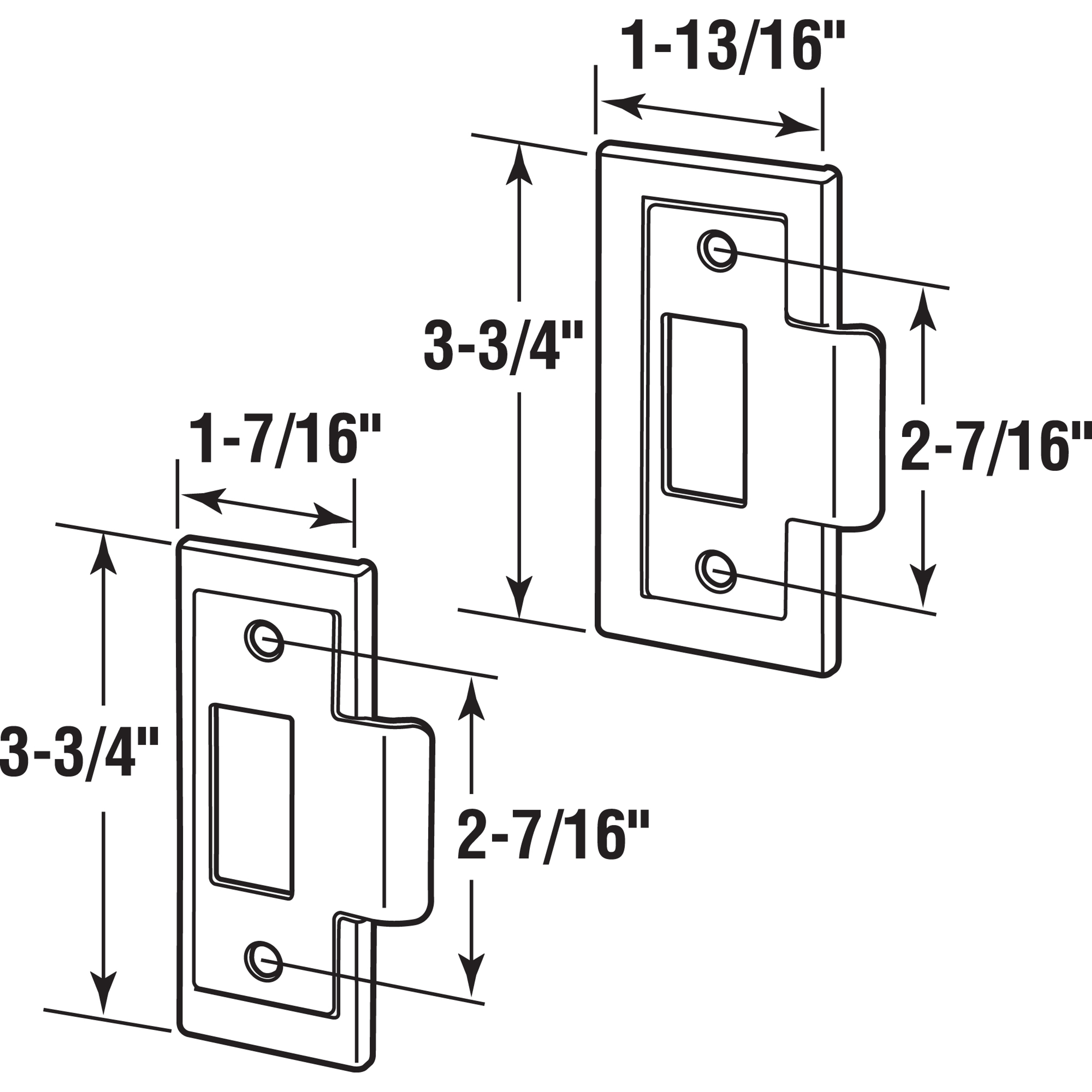 1-3/8 in. and 1-3/4 in, Fix-A-Latch Strike Plate Repair Kit, Stamped Steel, Satin Nickel Plated Finish, White Plastic Base (Single Pack)