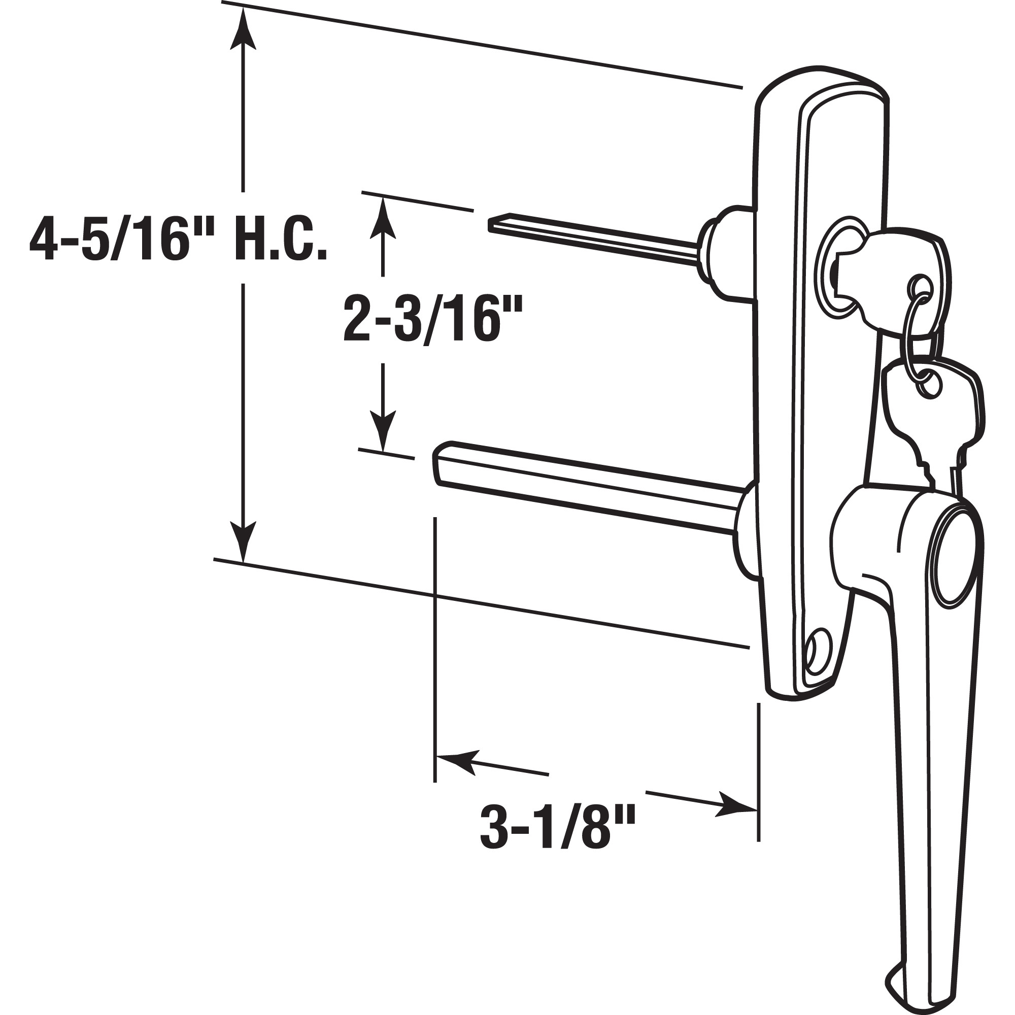 Door Left Handle Lock, Diecast Zinc, Chrome Plated (Single Pack