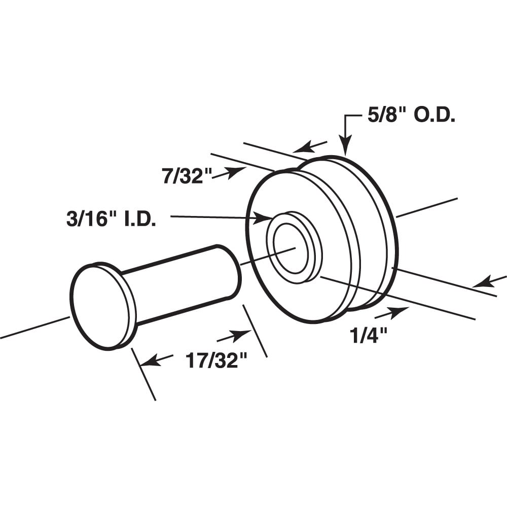 5/8 in. Sliding Window Roller with Pins, Center Groove Nylon (4 Pack)