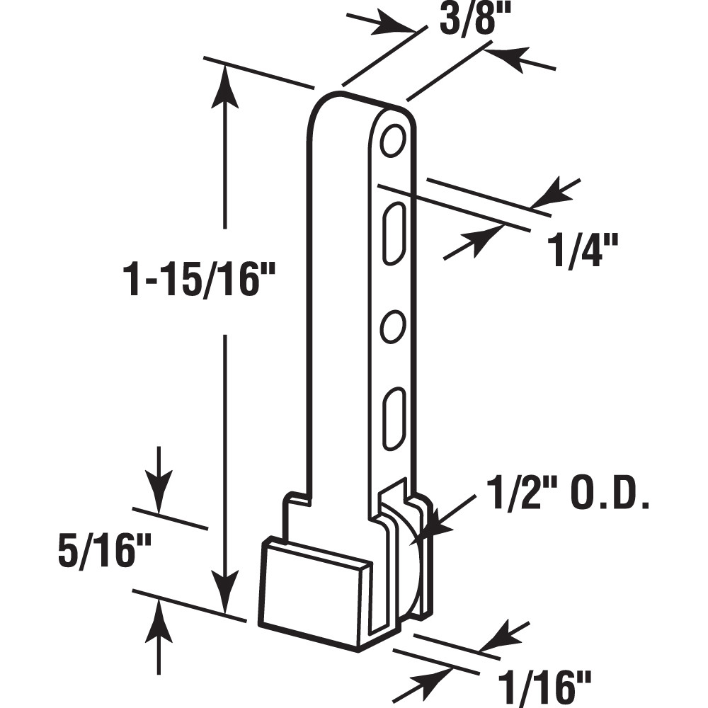 1/16 in. Guide Leg, Black Nylon, Sliding Window Roller Assembly (2 Pack)