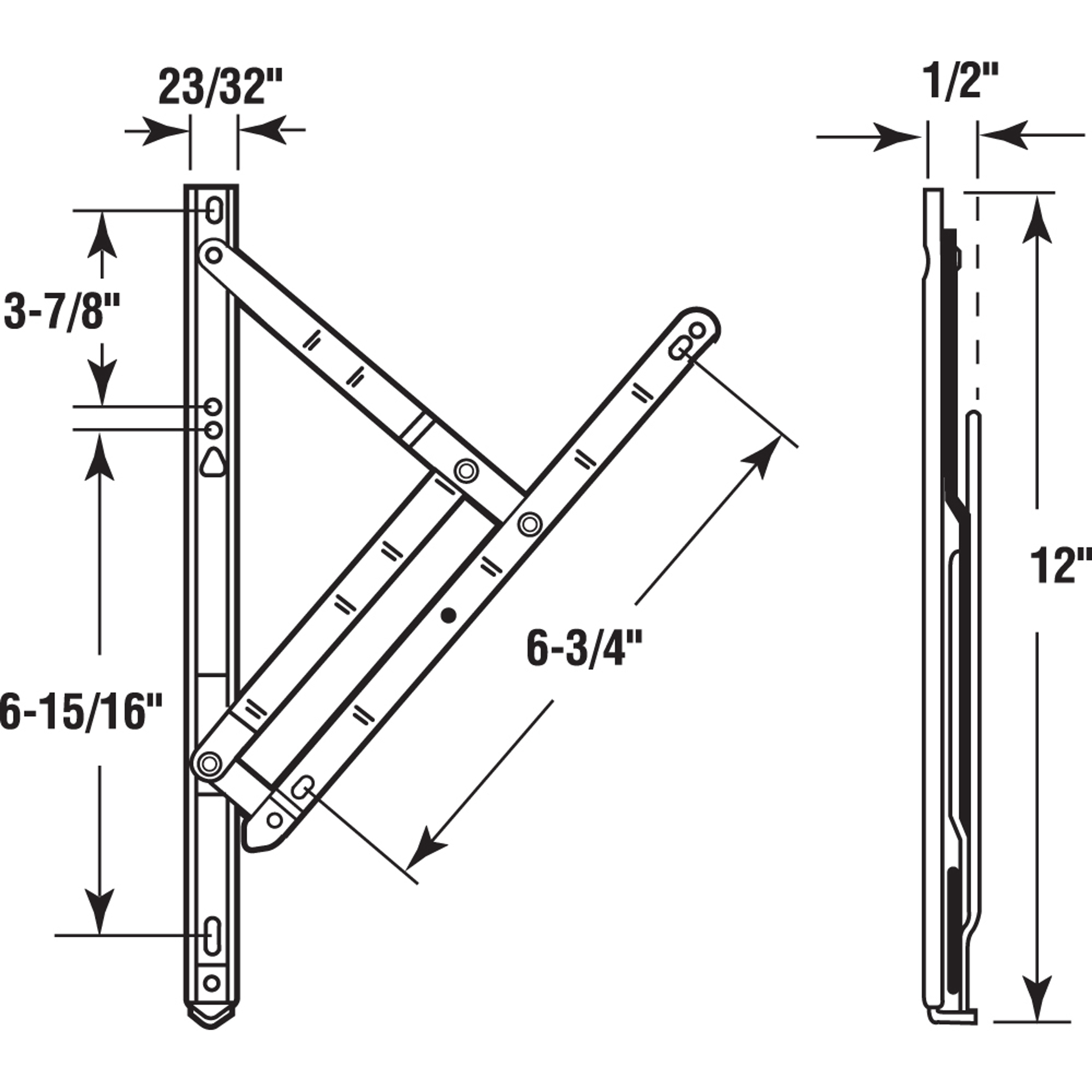 12 in., Stainless Steel, 4-Bar Hinge Casement or Projecting Window (1 Set)