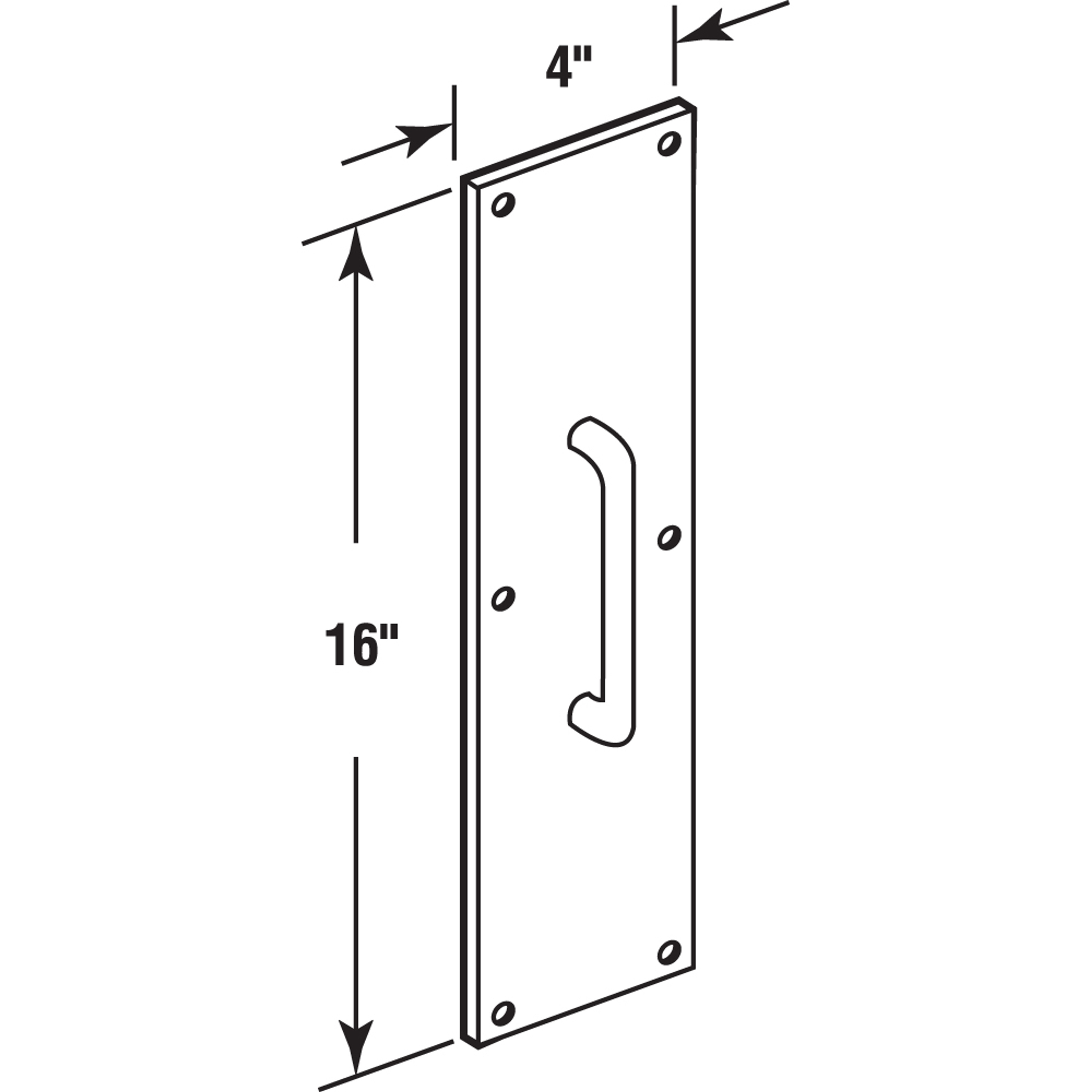 4 x 16 in. Bronze Door Pull and Plate (Single Plate)