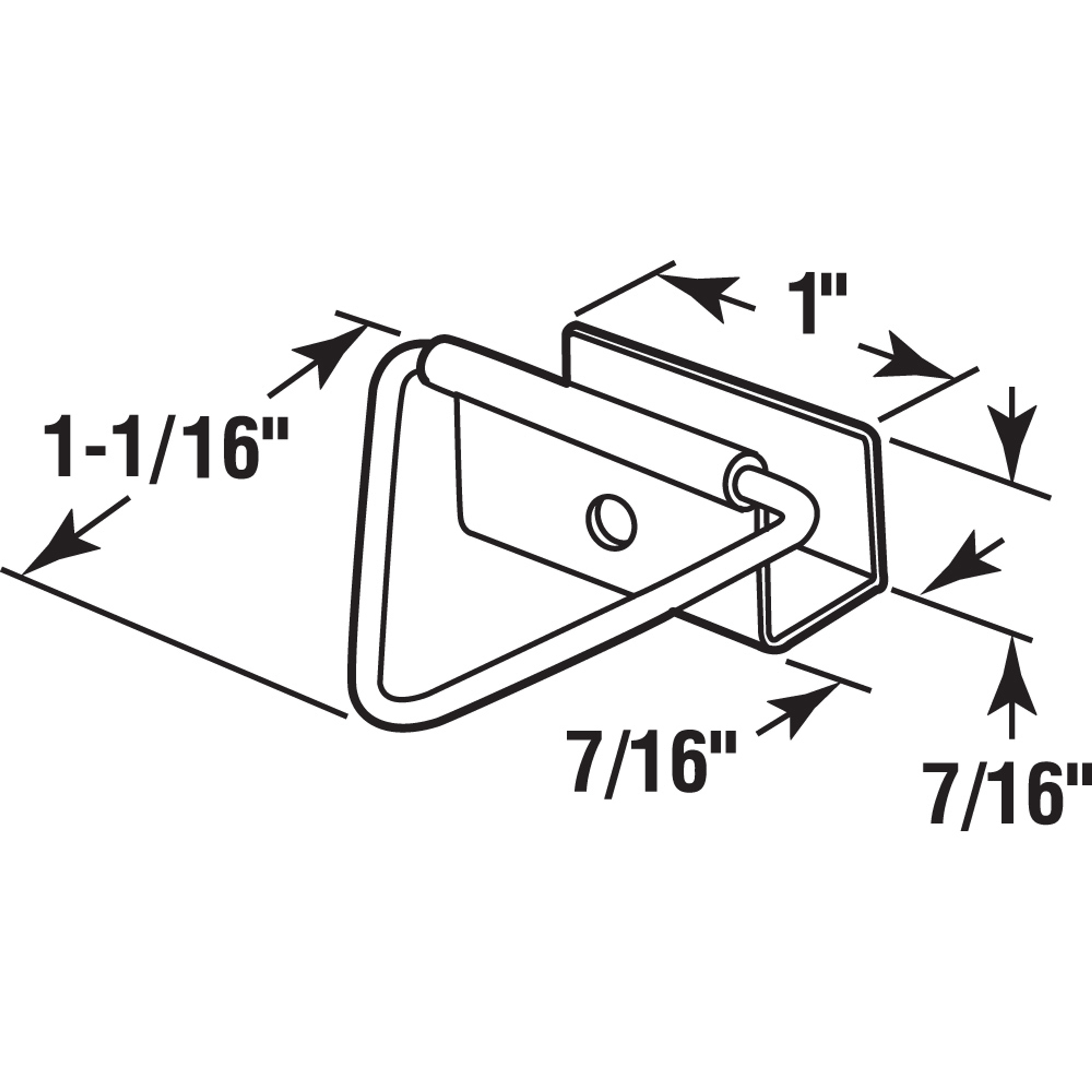  Bottom Latch Only, 7/16", Aluminum, Mill Finish, 4 Each