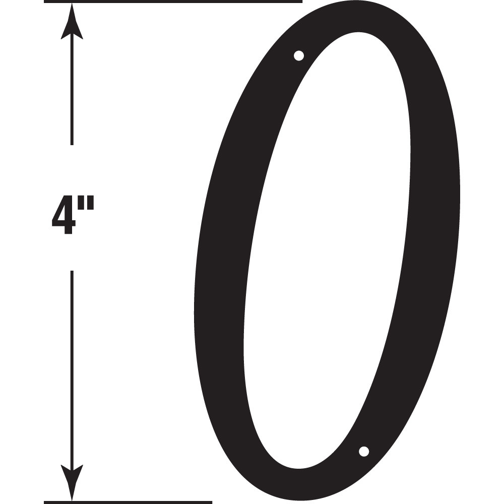 4 in. House Number 0, Diecast, Black Finish (2 Pack)