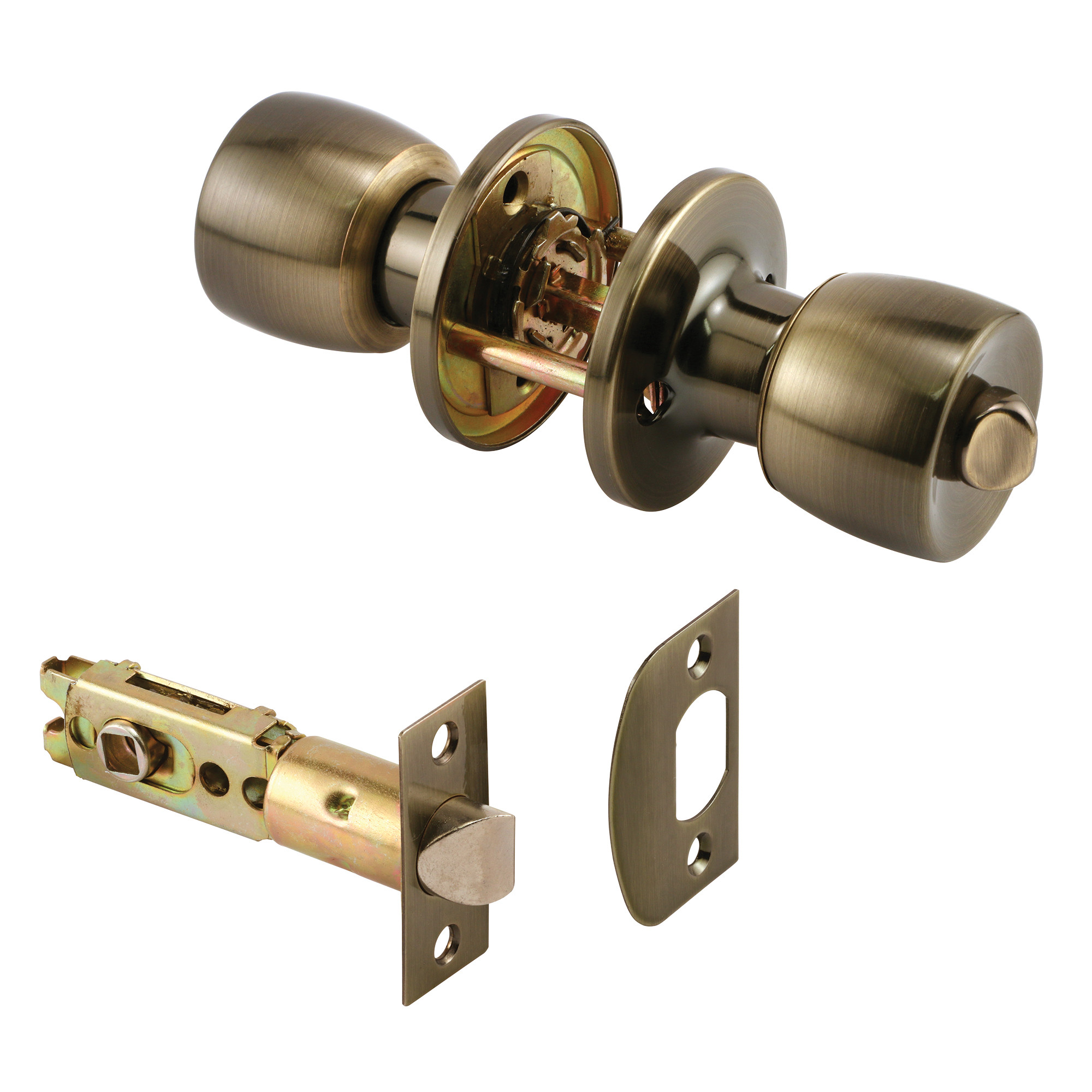 Privacy Knob, Fits 2-3/8 in. and 2-3/4 in. Backset, Tulip, Antique
