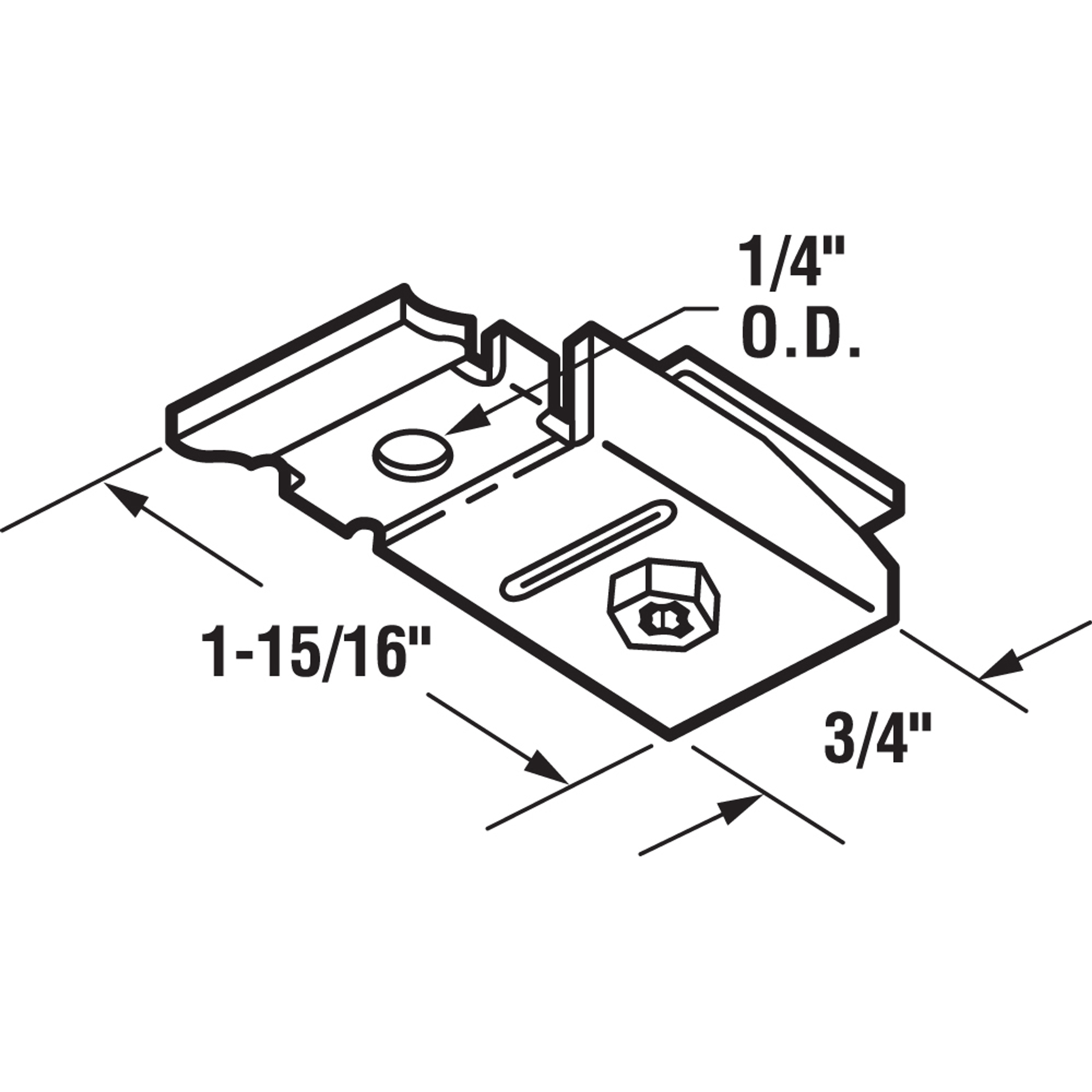  Adjustable Pivot Bracket, 1/4 in. Outside Diameter x 1-15/16 in Length x 3/4 in Width, Top Mount, Steel (2 Pack)
