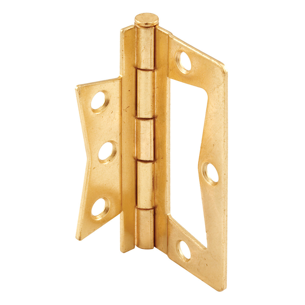  Bi-Fold Door Non-Mortise Hinge, 3 in., Brass Plated Steel (2 Pack)
