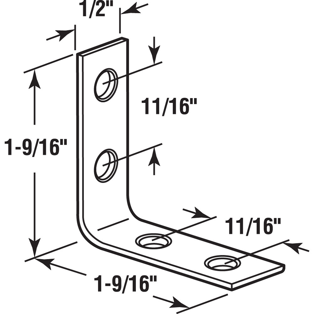  Angle Corner, 1-1/2 in., Steel Construction, Zinc Plated, 4-Hole Bracket (10 Pack)