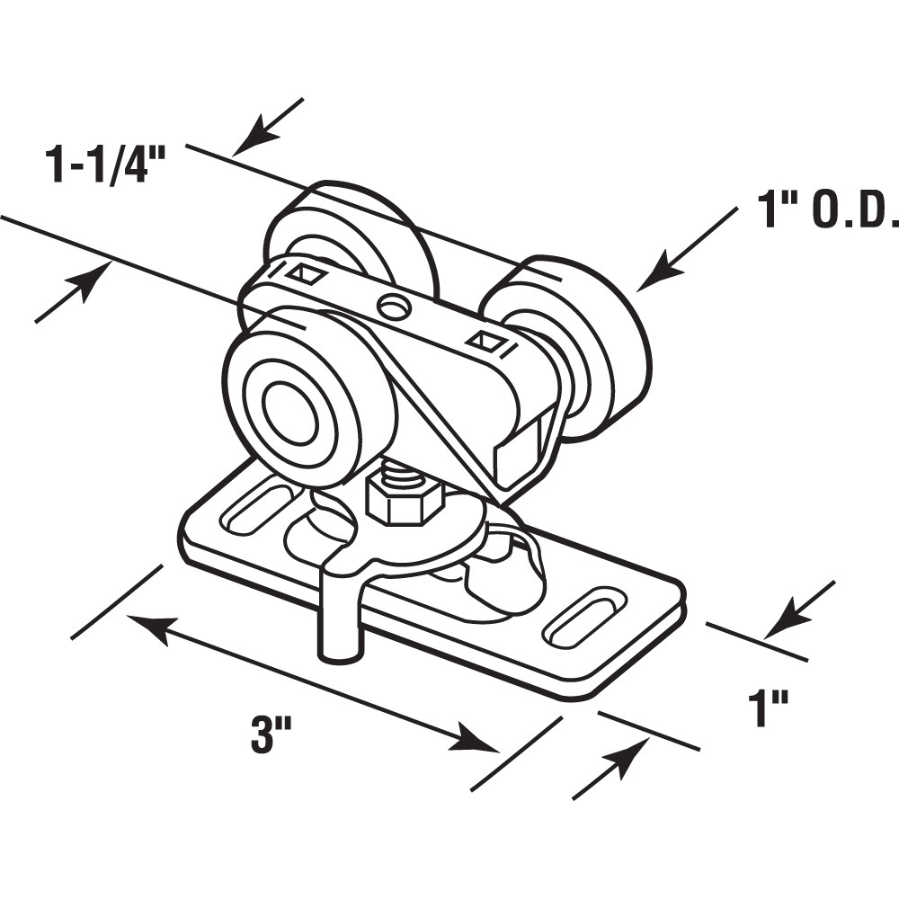  1 in. Flat Nylon Wheel Bi-Fold Door Roller (2 Pack)