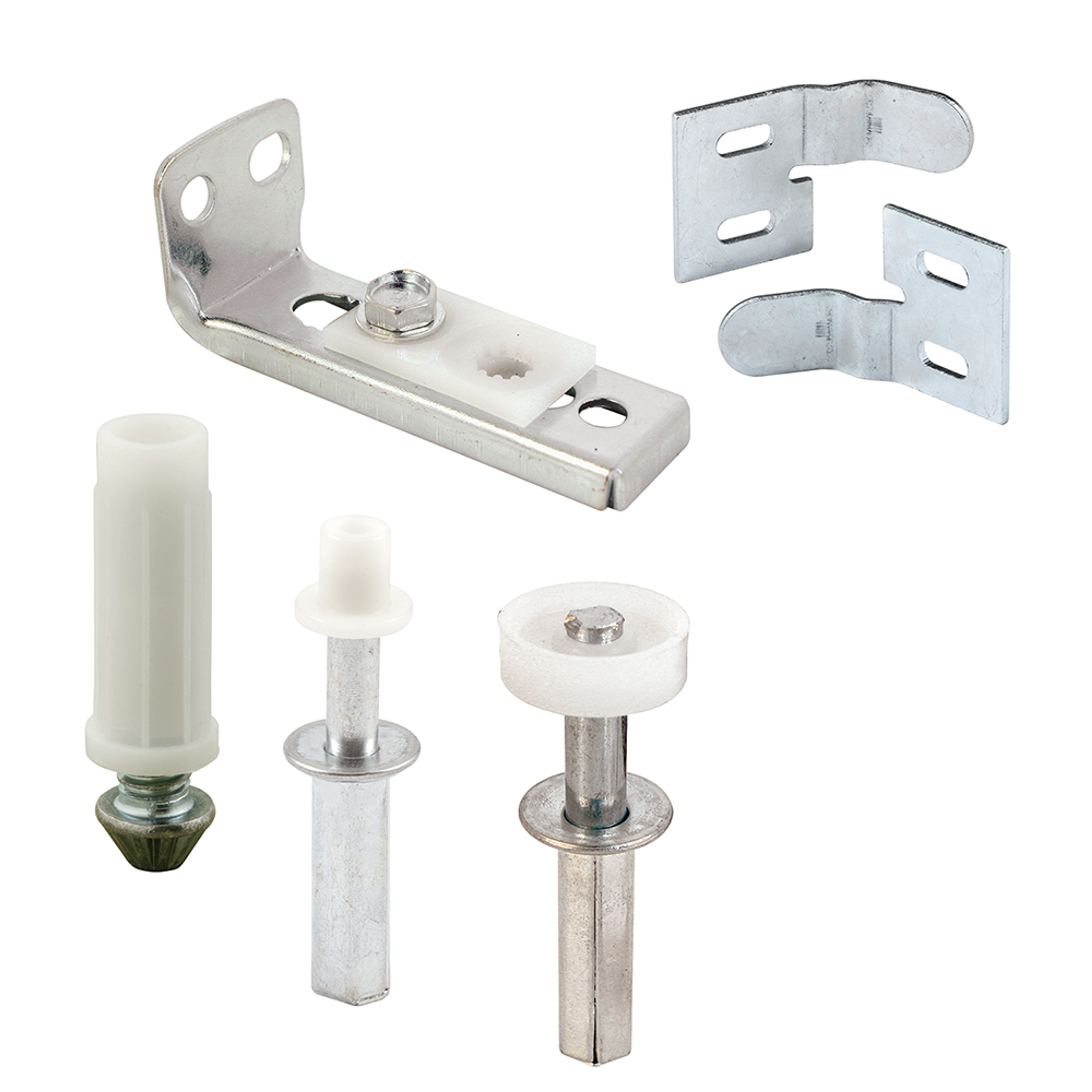  Bi-Fold Door Hardware Repair Kit, Includes a Bottom Bracket, Top and Bottom Pivots, a Guide Wheel and a pair of Door Surface Aligners (6 Components)