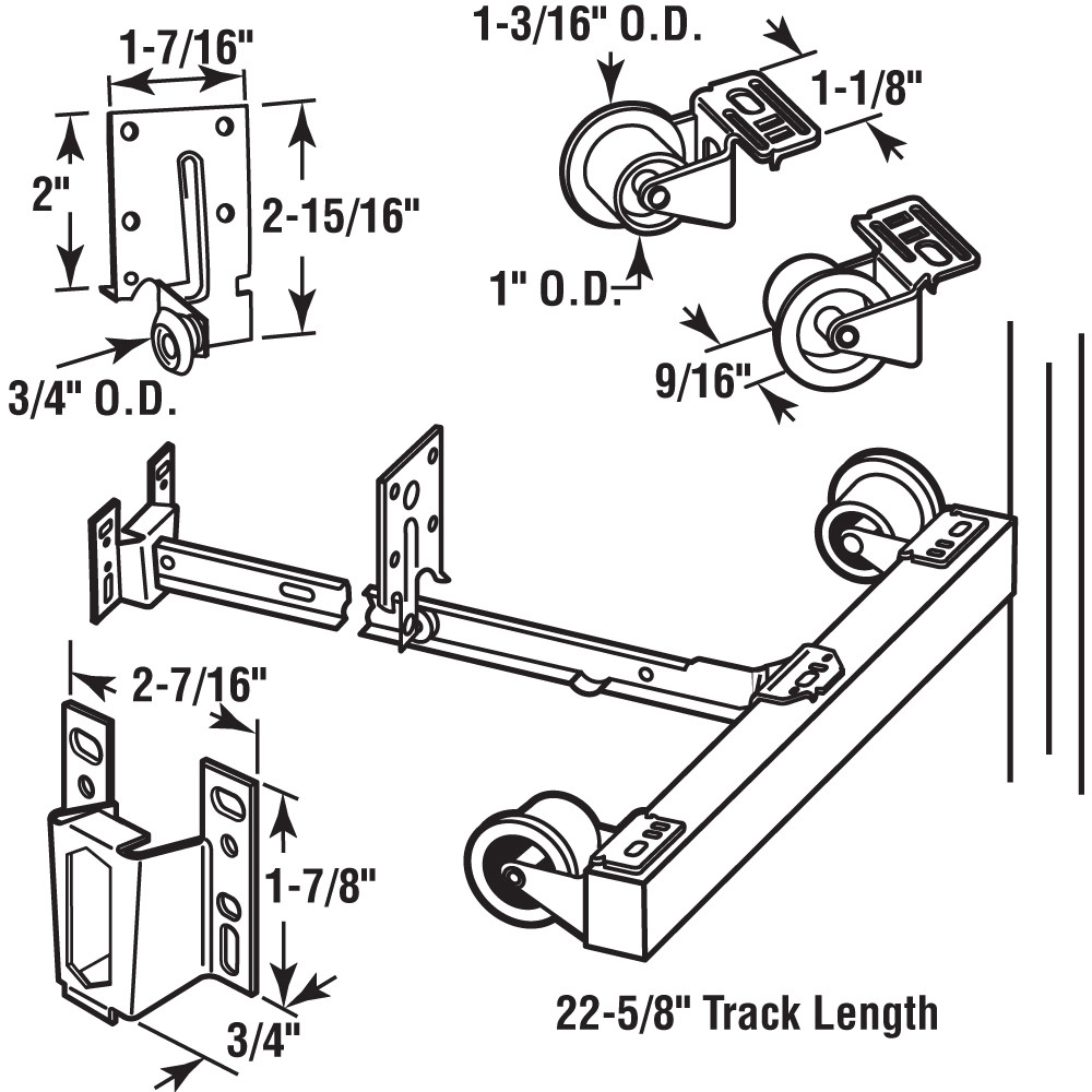 Monorail Drawer Track Repair Kit, 22-5/8 in., Steel Track and