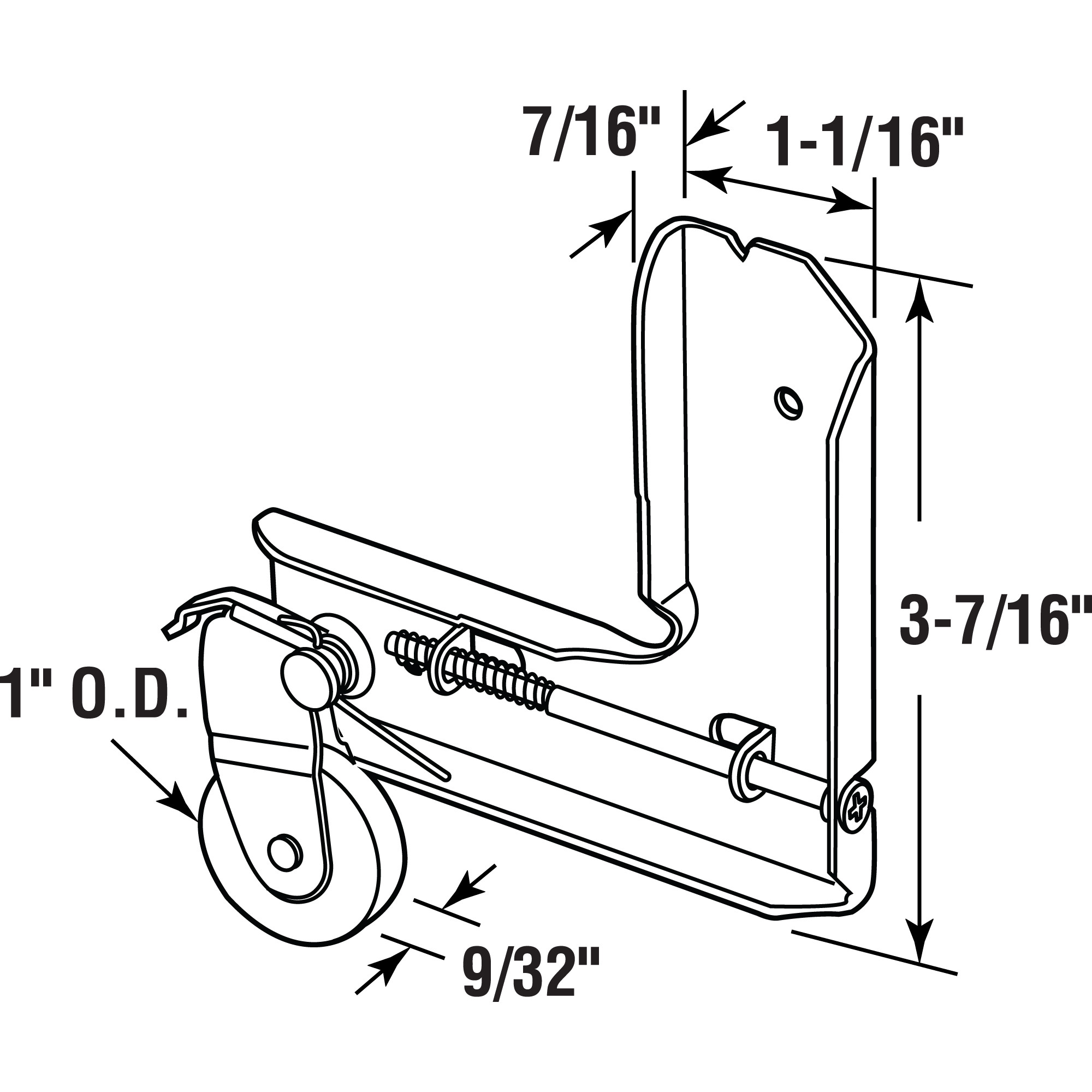 1 in. Steel Ball Bearing Roller Sliding Screen Door Roller Assembly (Single Pack)