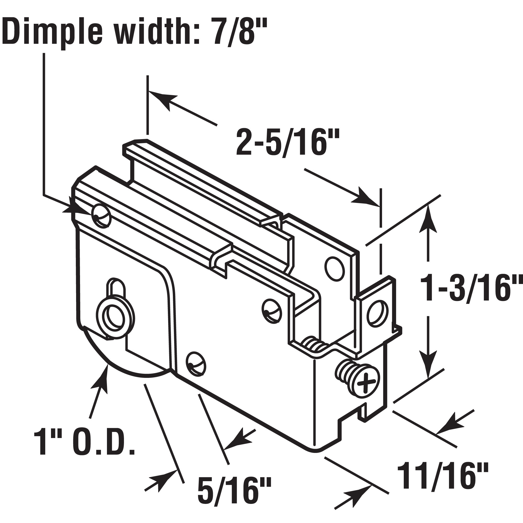 1 in. Steel Ball Bearing Sliding Door Roller Assembly, Lupton (Single Pack)