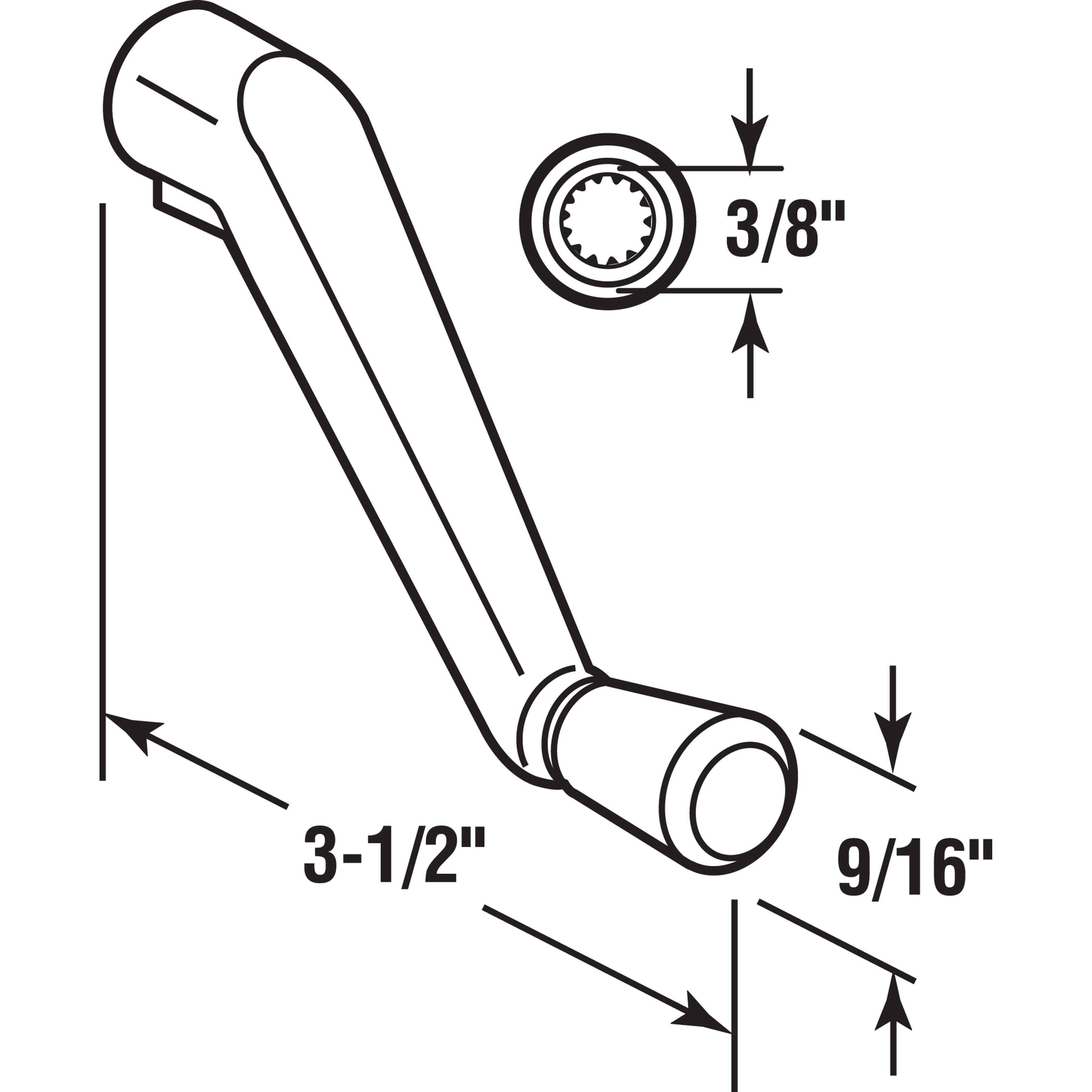 Awning Operator Crank Handle, 3/8 in. Spline, Gray (Single Pack)