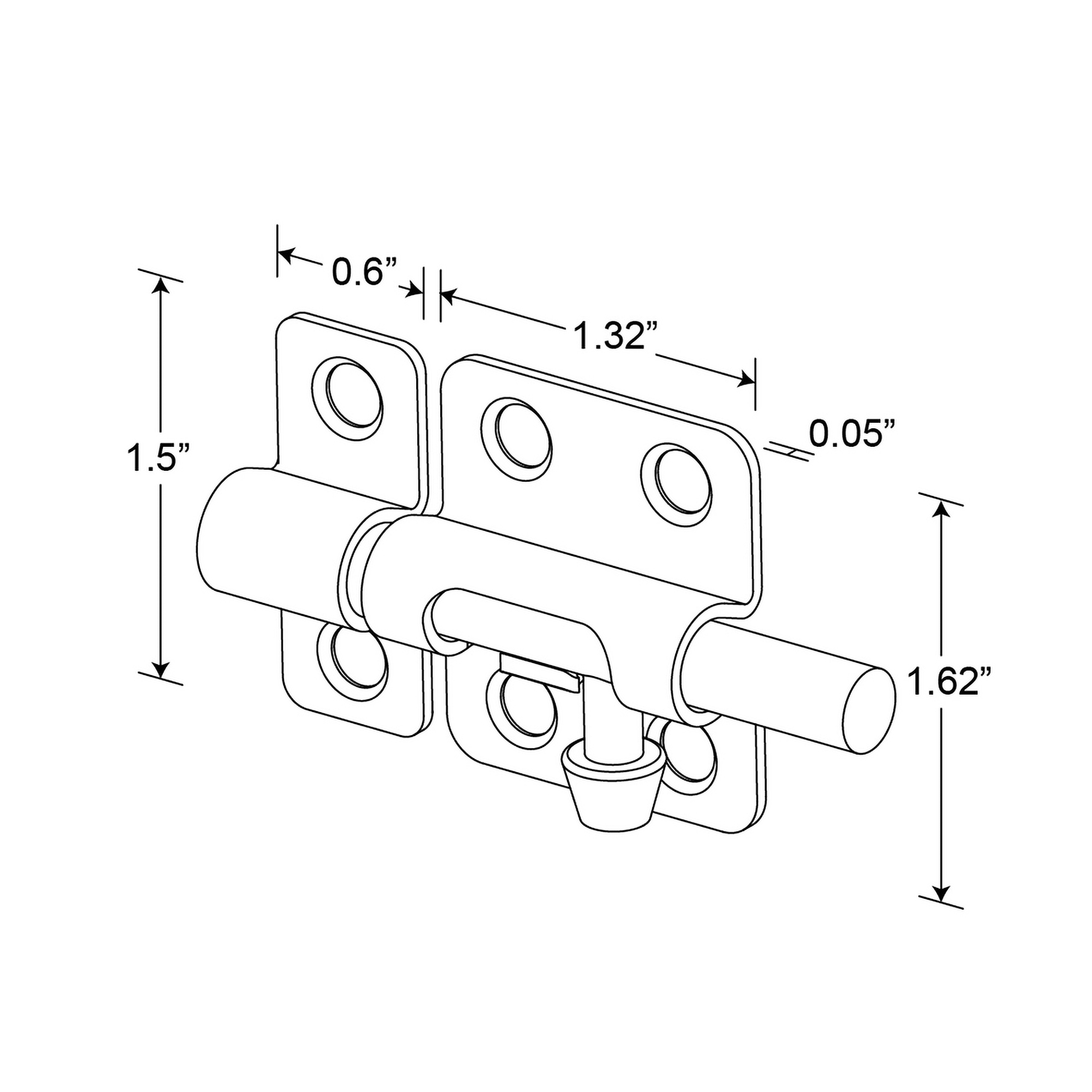  Barrel Bolt Lock, 2 in., Steel, Zinc-Plated, Includes Installation Fasteners (Single Pack)