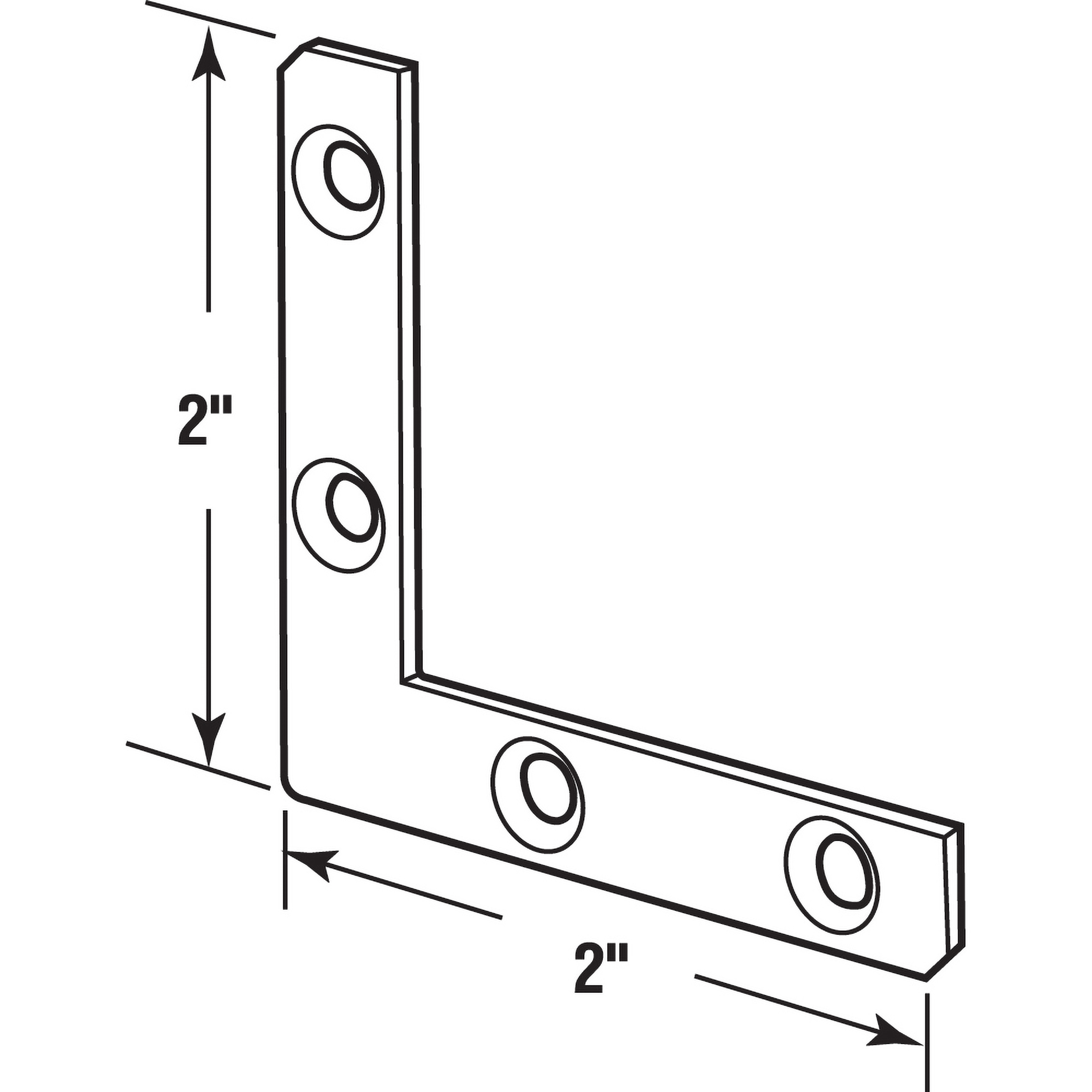 Angle Corner, 2 in., Steel Construction, Zinc Plated, 4-Hole Bracket (10 Pack)