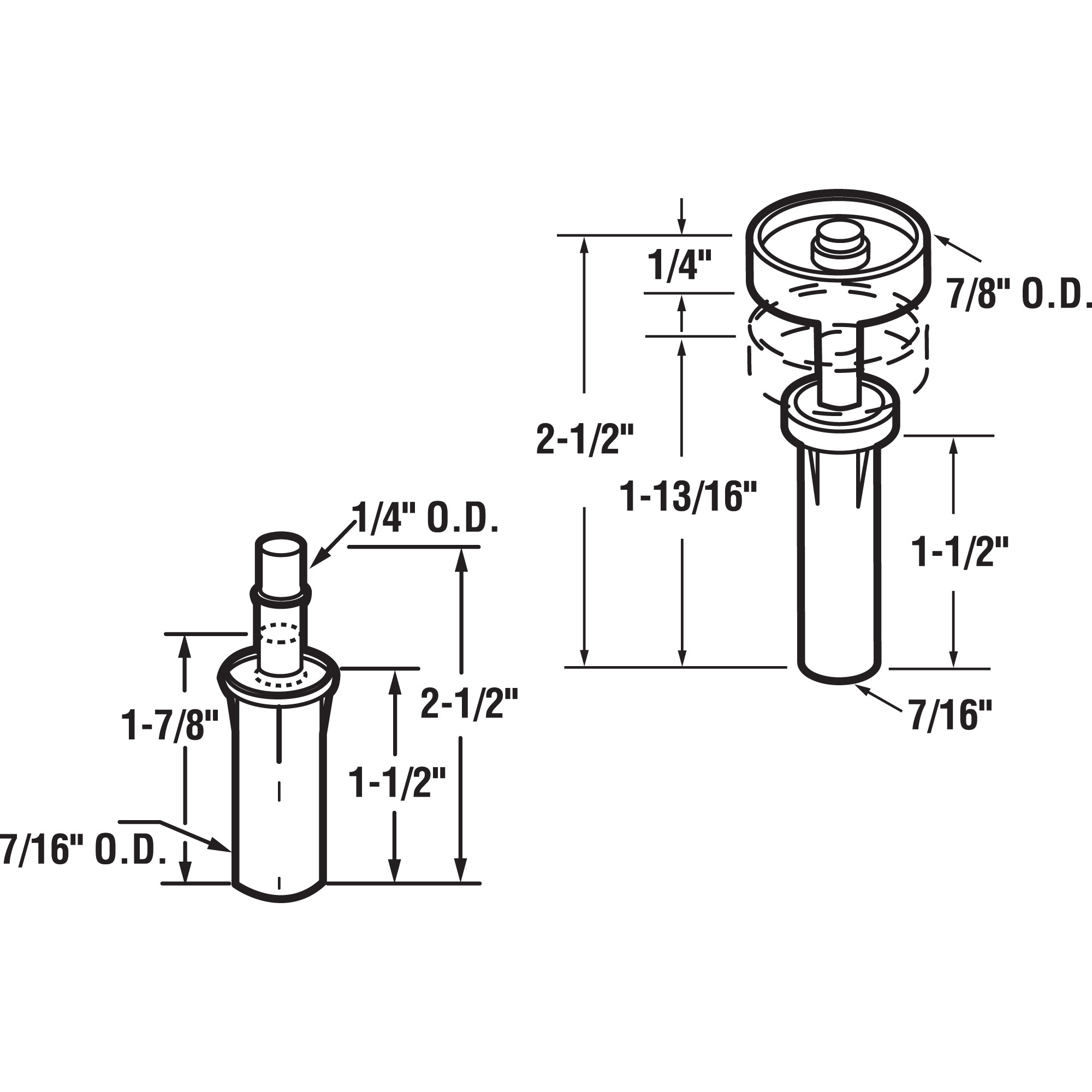 7/16 in., Bi-Fold Door Top Pivot and Guide Set (Pack of 2) - Prime