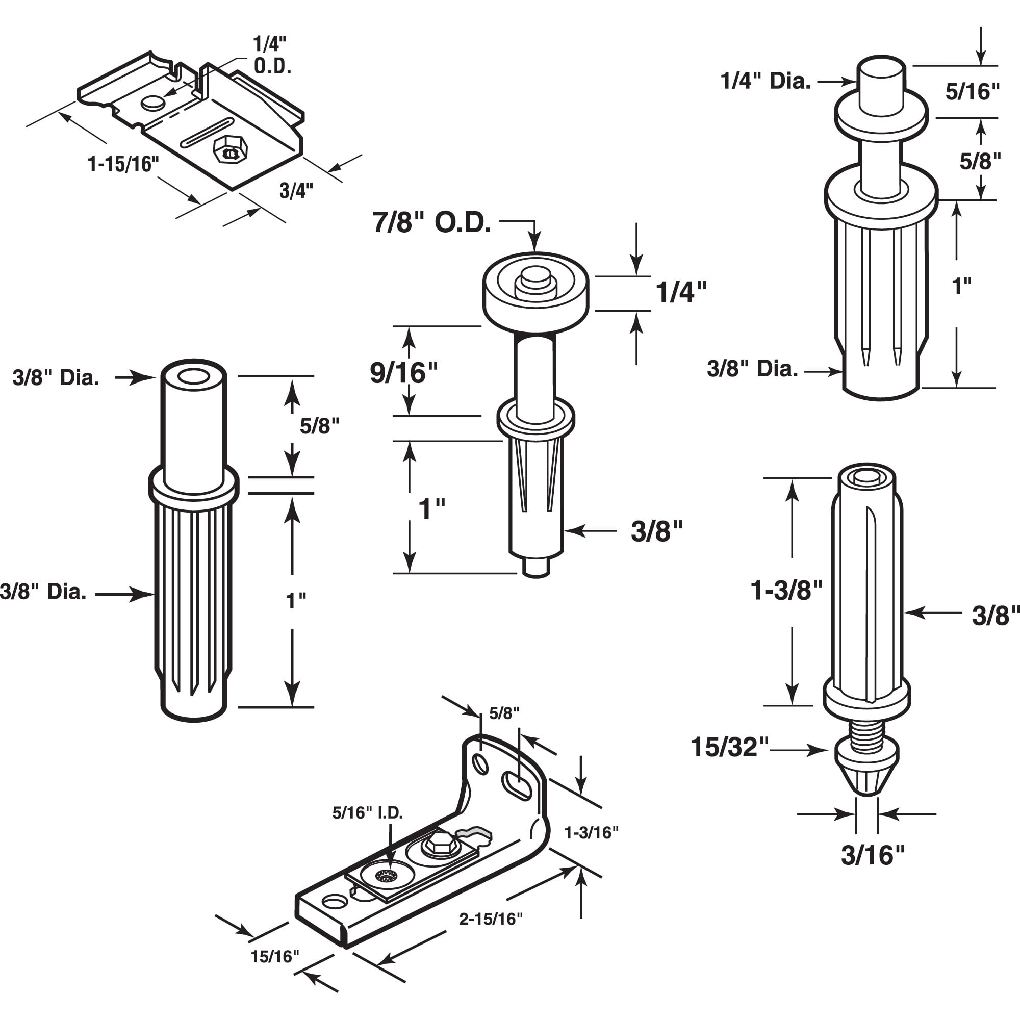  Bi-Fold Door Hardware Repair Kit – Includes Top and Bottom Brackets, Top and Bottom Pivots and Guide Wheel – Door Repair Kit for 1 In. to 1-3/8 In. Thick Doors Up To 50 Lbs. (1 Kit)