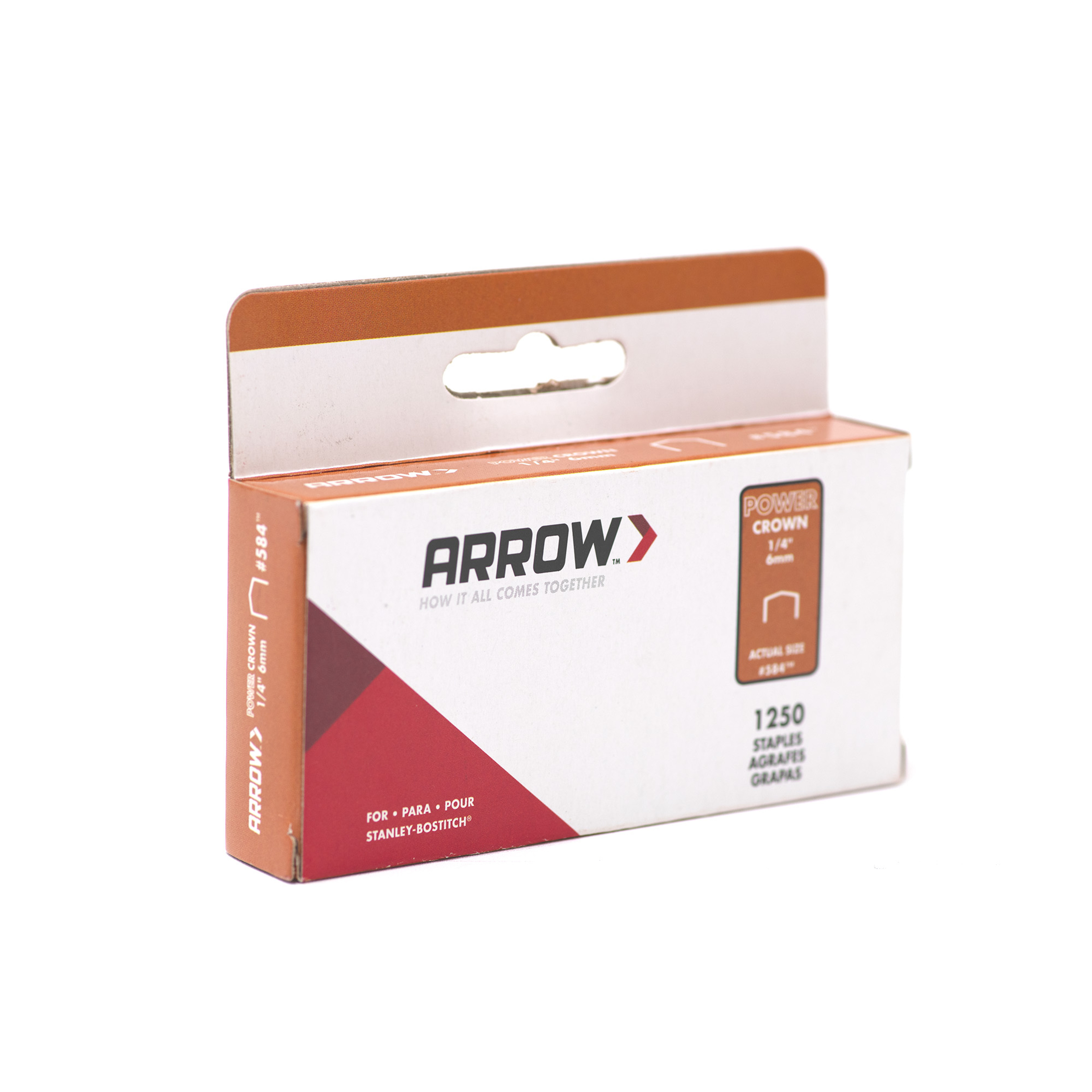 Arrow 584 Heavy Duty Staples for Bostitch/Stanley, 1/4" x 3/8", 1250ct