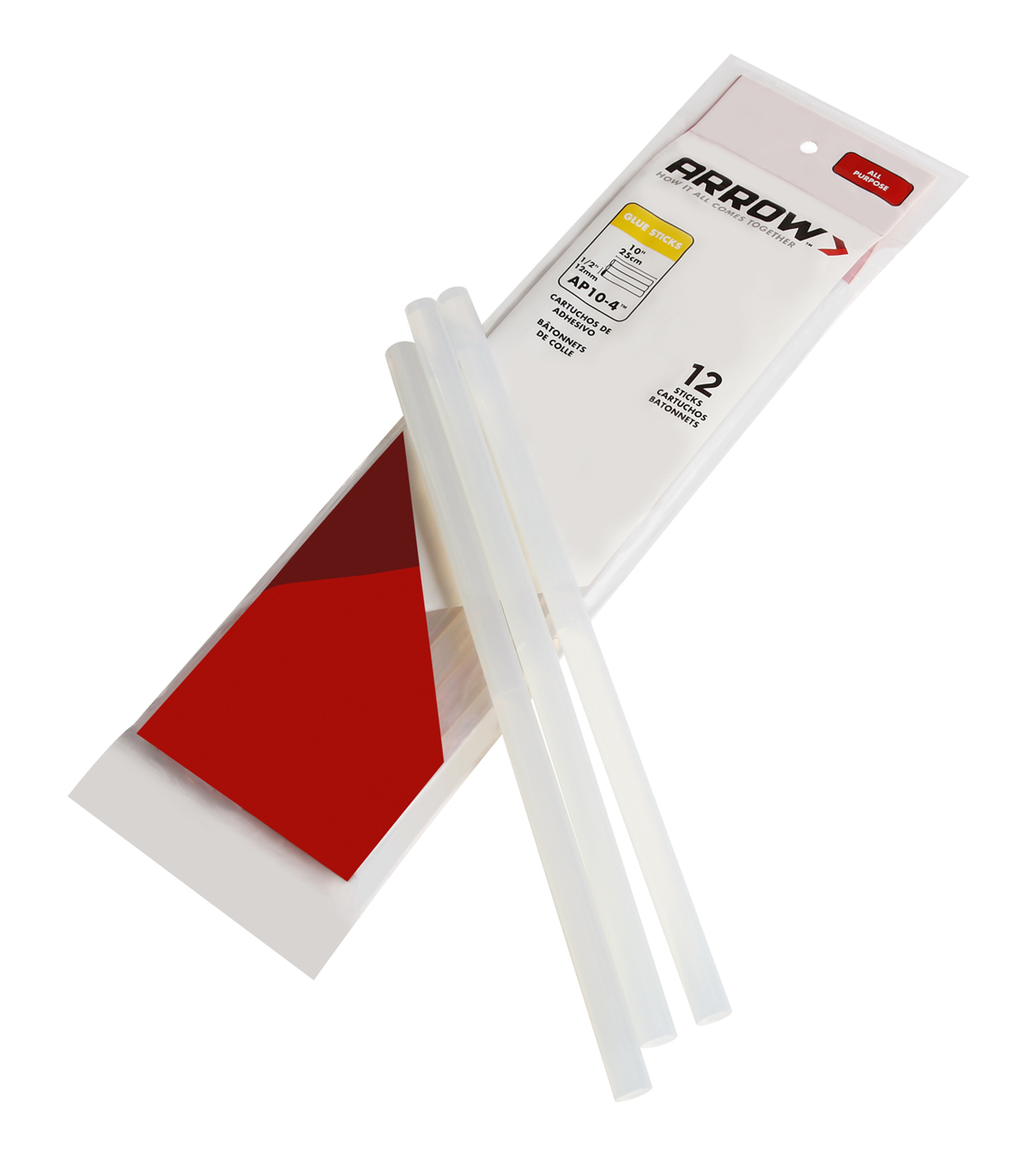 Arrow AP10 All Purpose Hot Glue Sticks, 10" x 1/2", 12ct
