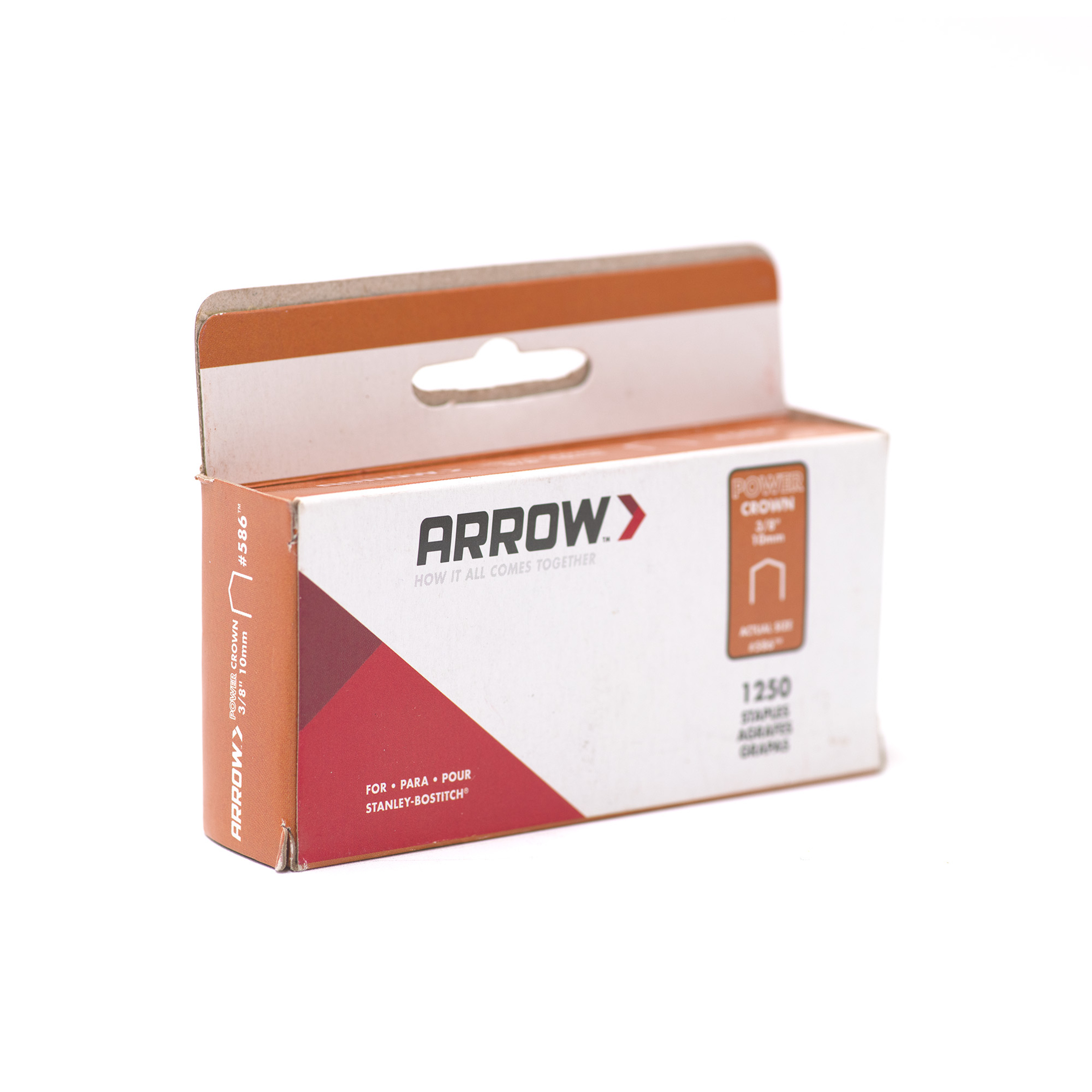 Arrow 586 Heavy Duty Staples for Bostitch/Stanley, 3/8" x 3/8", 1250ct