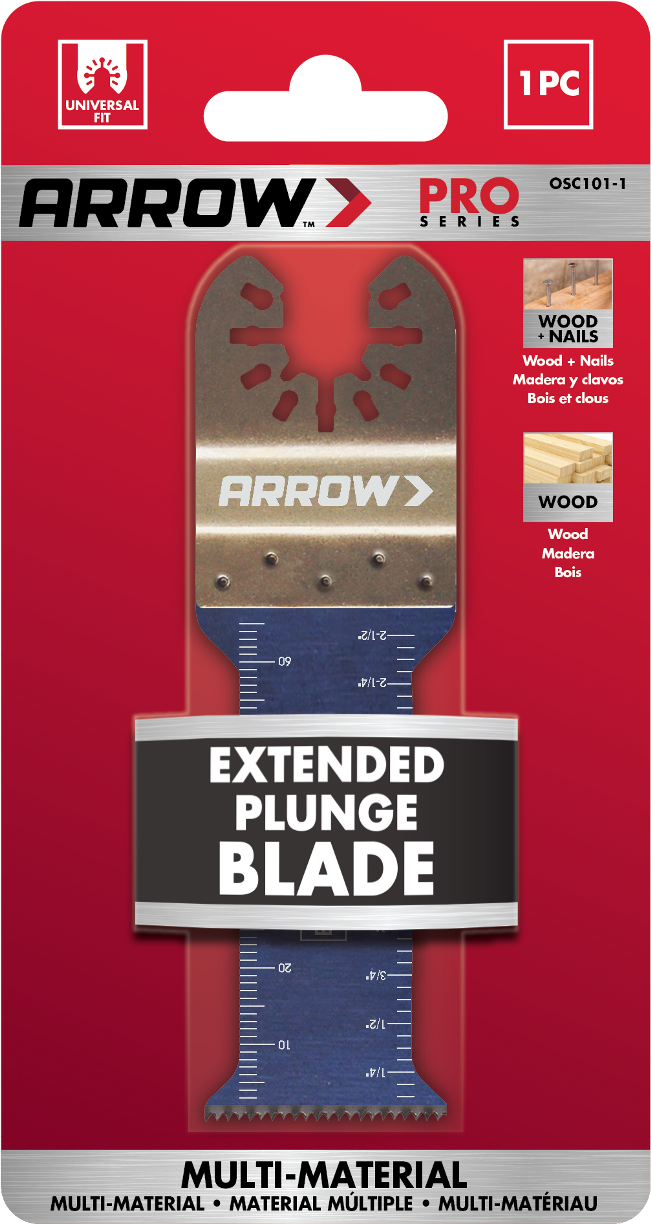 Arrow OSC101-1 Bi-Metal Extended Plunge Oscillating Tool Blade 