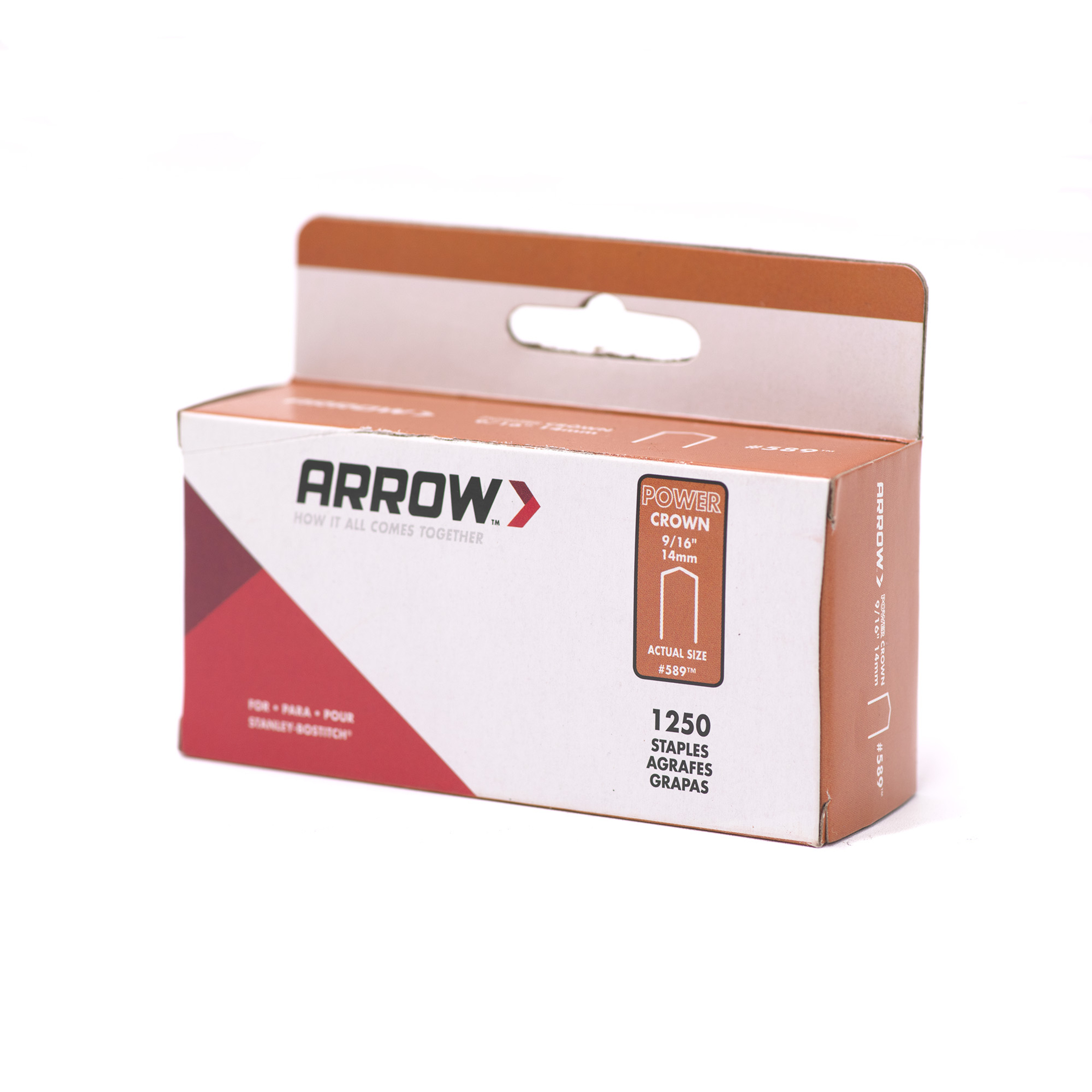 Arrow 589 Heavy Duty Staples for Bostitch/Stanley, 9/16" x 3/8", 1250ct