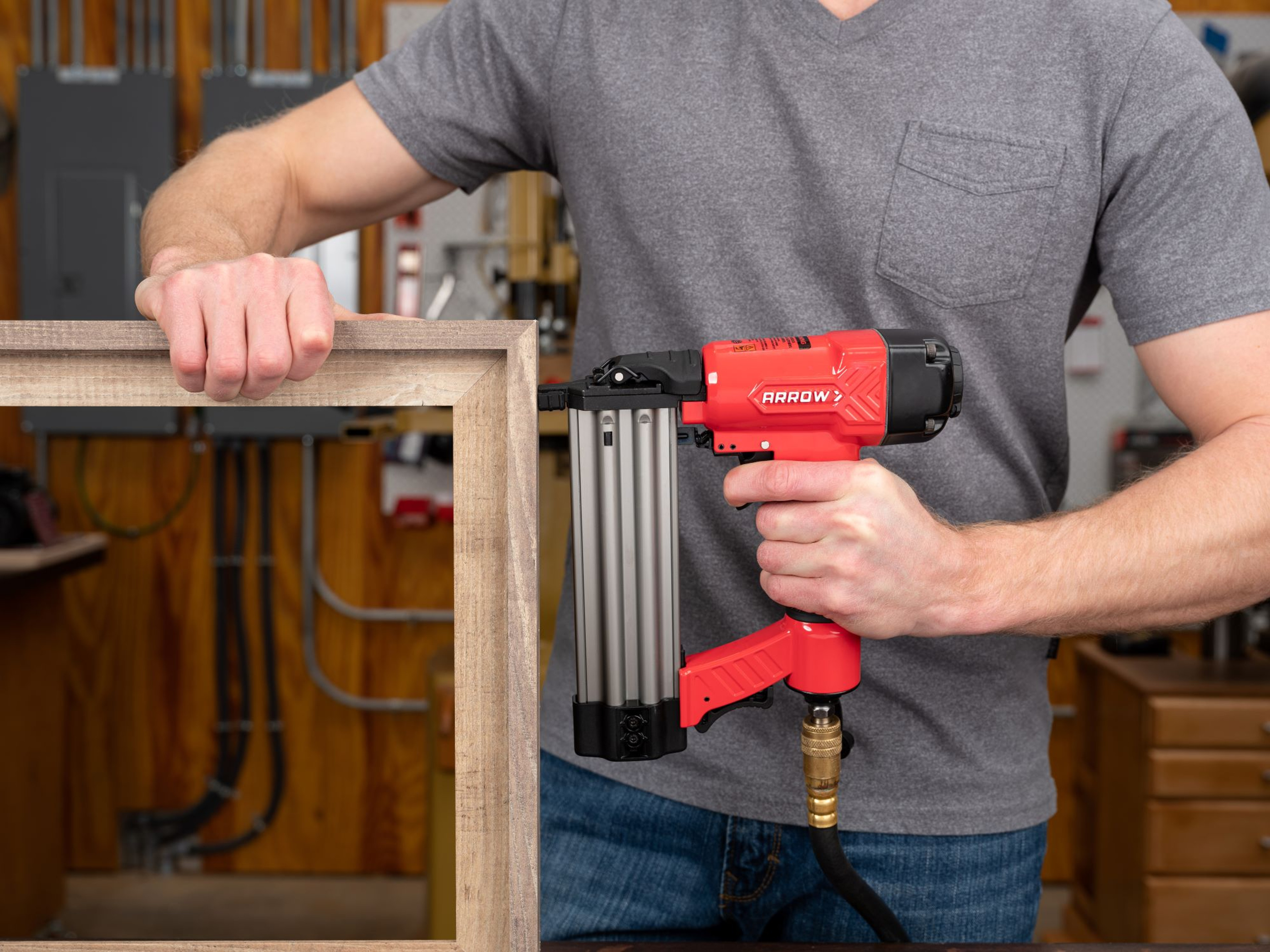 Arrow PT18G Gauge Oil-Free Pneumatic Brad Nailer - Small Light Trim and Interior Molding Work, Operates Up to 100psi Compression Unit, Fits 5/8", 3/4", 1", 1.5", 2" Brad Nails