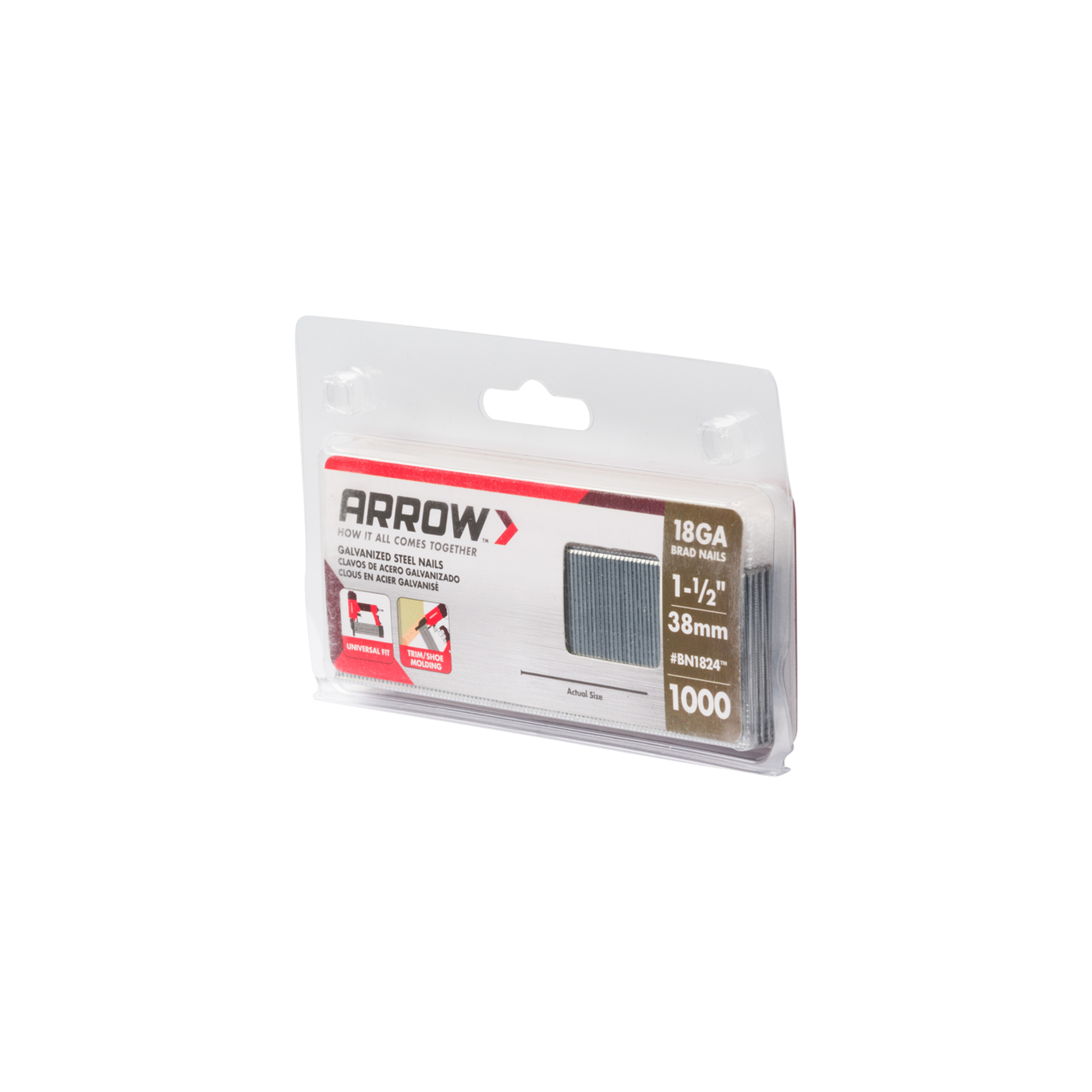 Arrow 18 Gauge Brad Nails, 1 1/2", 1000ct