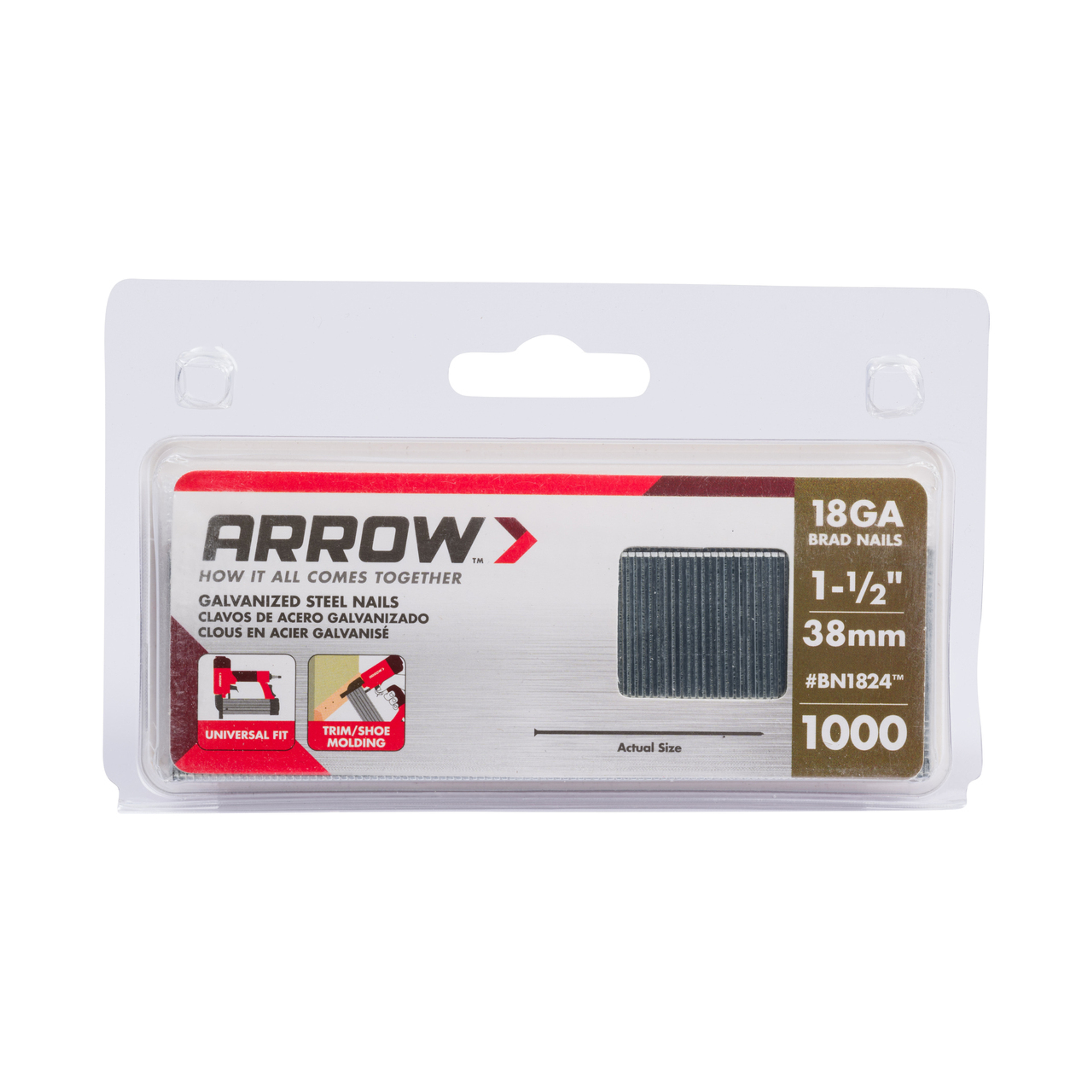 Arrow 18 Gauge Brad Nails, 1 1/2", 1000ct