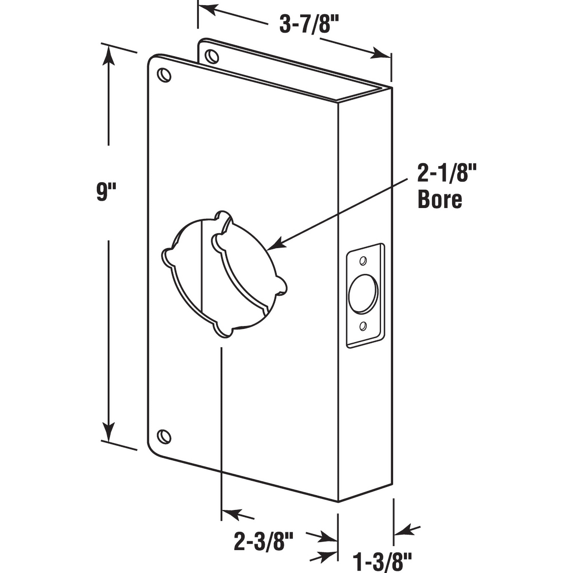 1-3/8 in. x 9 in. Thick Solid Brass Lock and Door Reinforcer, 2-1