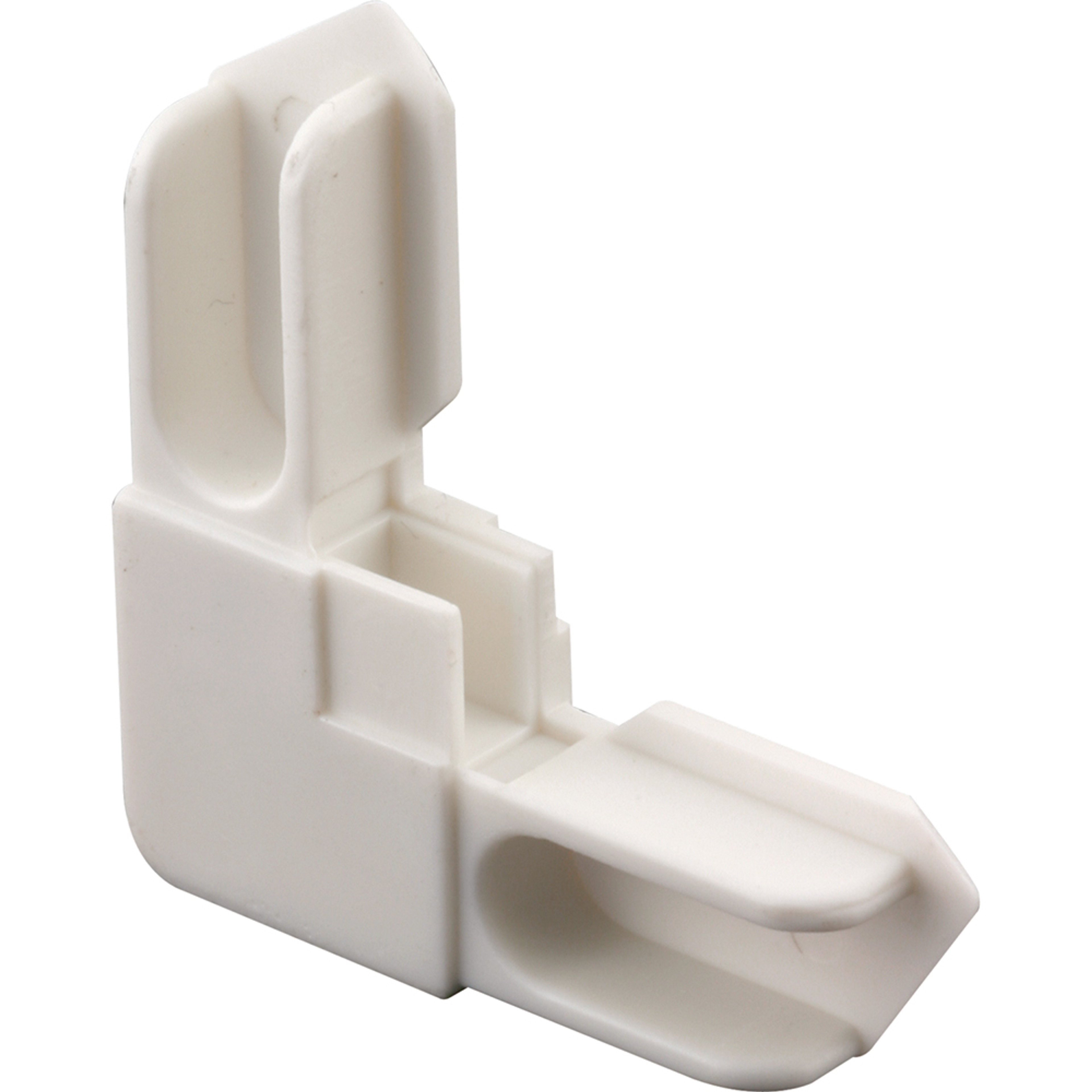  3/8" Aluminum Window Frame Corner; Molded Plastic, White finish, 2 per tub