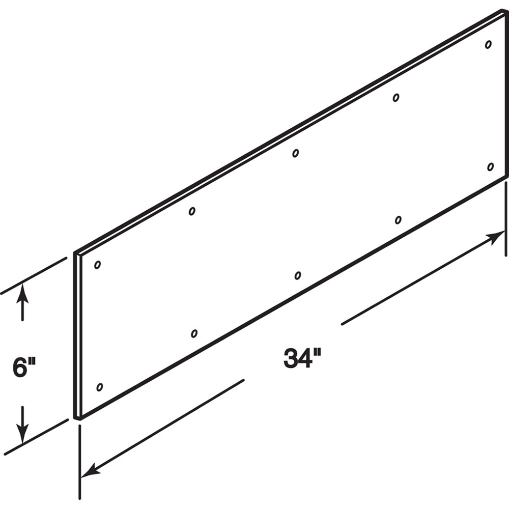  6 in. x 34 in., Aluminum, Door Kick, Polished Brass Plated
