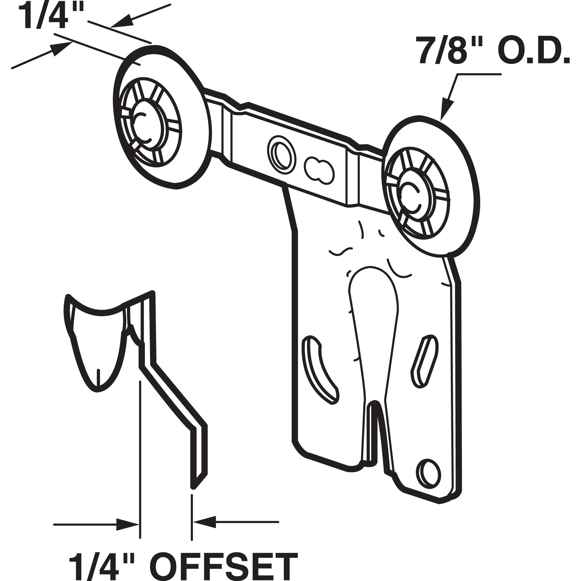 N 6502 | 7/8 in. Tandem Wardrobe Door Roller Assembly, Front (2