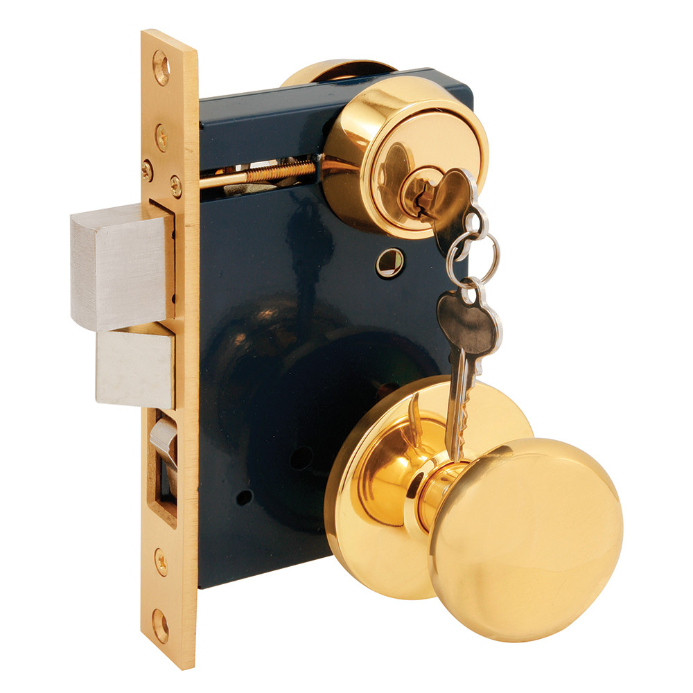 2-1/2 in. Backset, Entrance Mortise Lockset, Wrought Solid Brass